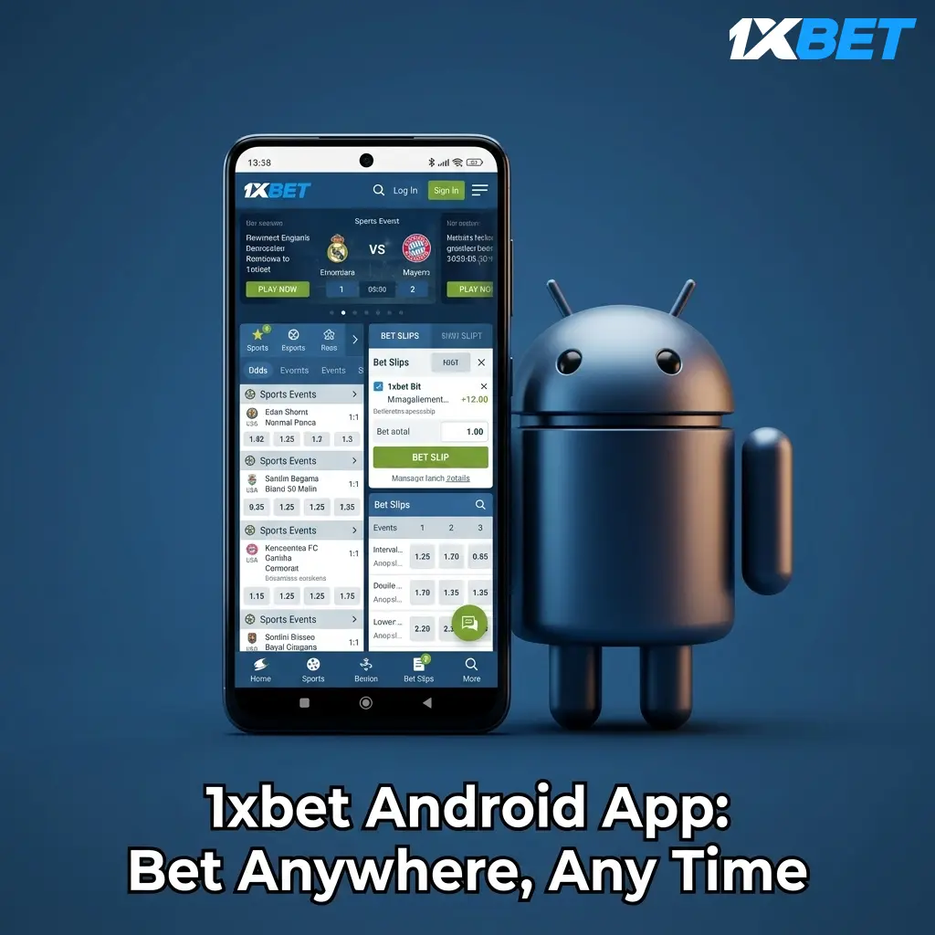 1xBet Android app interface showing sportsbook and casino features available for download in Pakistan