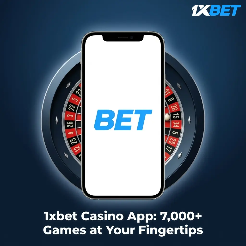1xbet casino app showcasing 7000+ games including slots, live casino, and table games with PKR support for Pakistan players