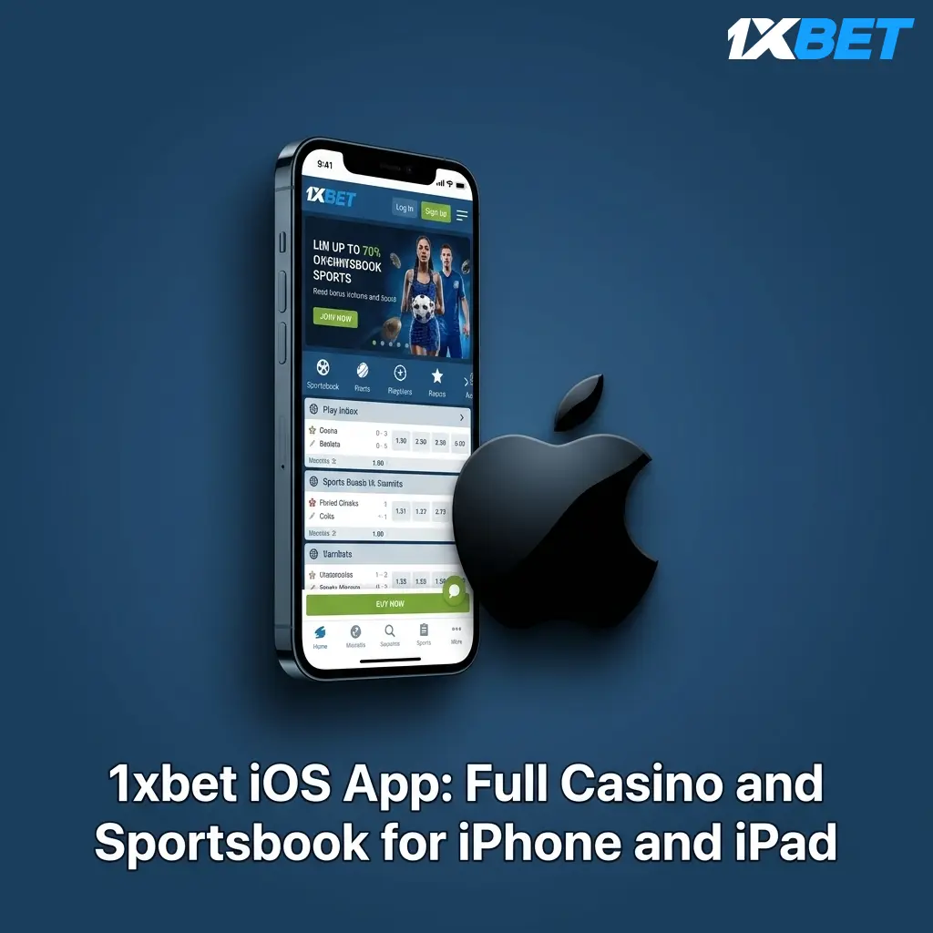 1xbet iOS app interface on iPhone showing casino and sportsbook features for mobile betting on iPhone and iPad