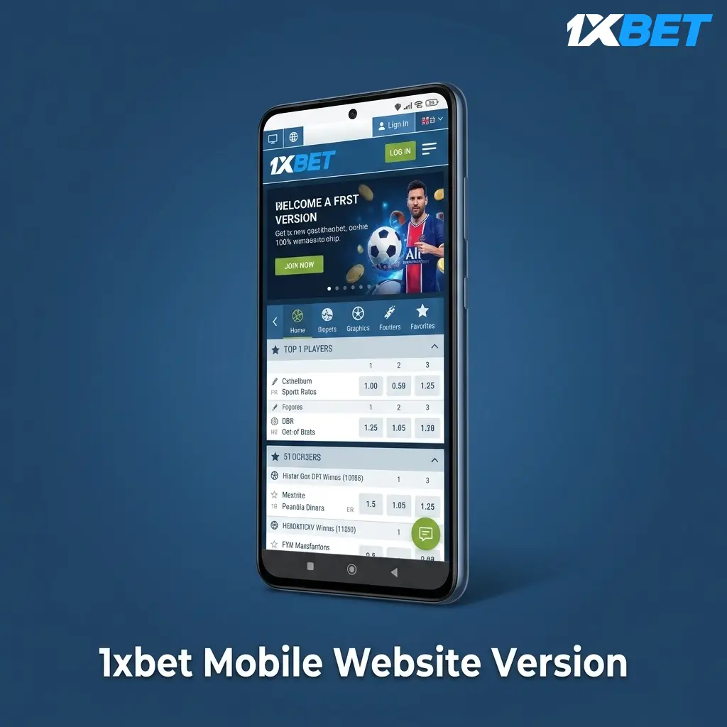 1xbet mobile website on smartphone browser showing sports betting, live casino, and PKR payment options optimised for touchscreen