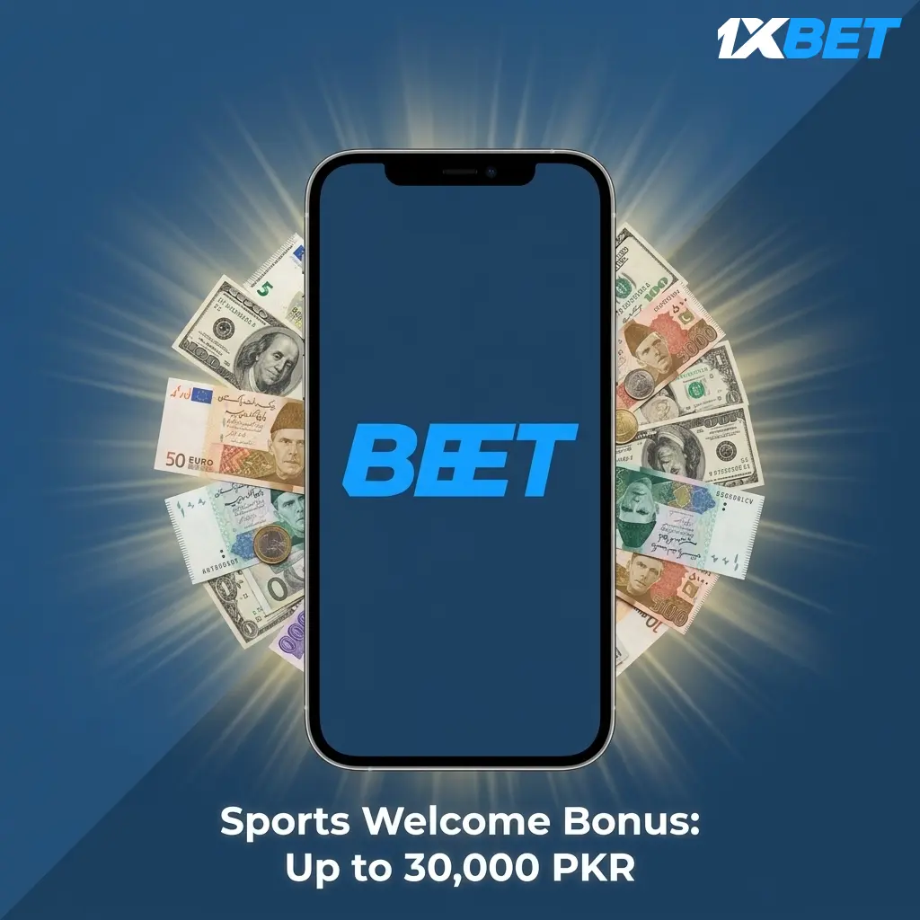 Sports welcome bonus up to 30,000 PKR with 100% match on first deposit for pre-match and live sports betting
