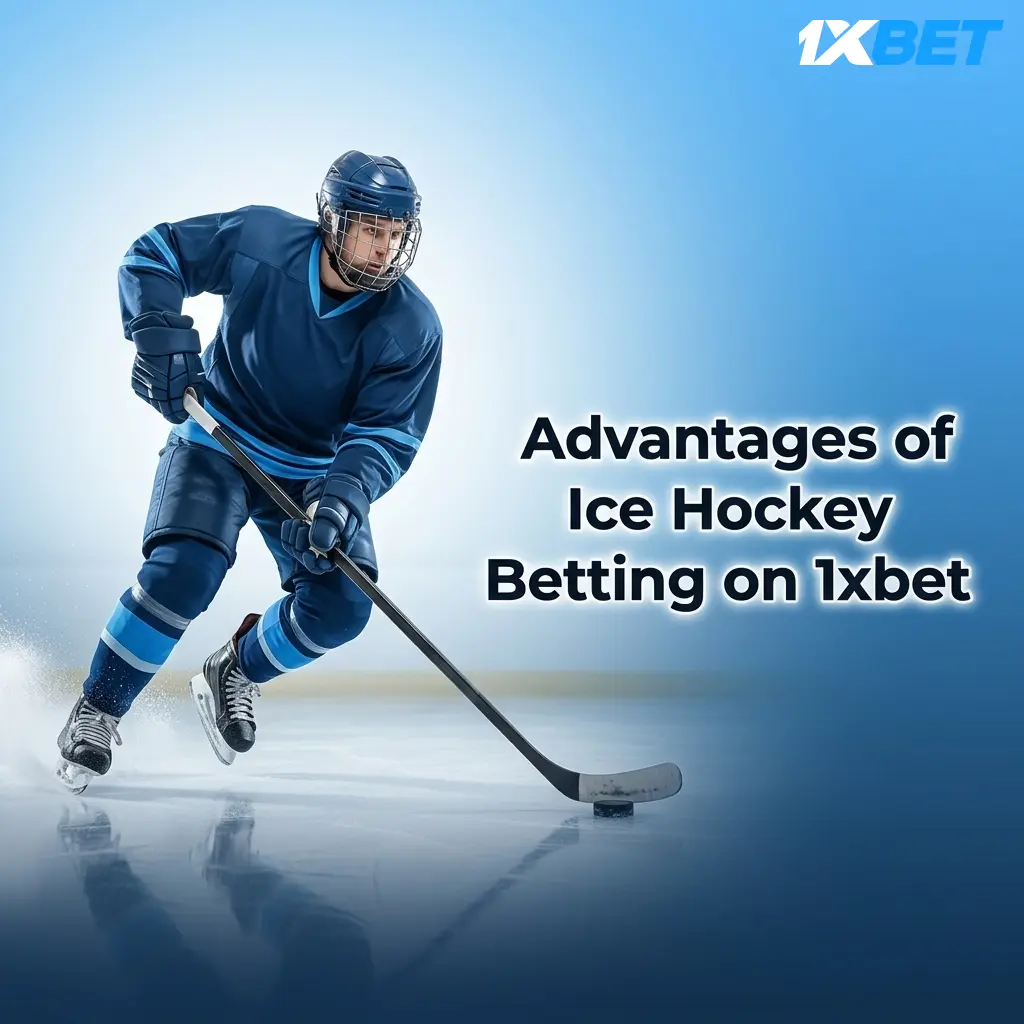 1xbet ice hockey betting advantages including live streaming, PKR transactions, bet builder, and 50+ markets per NHL match