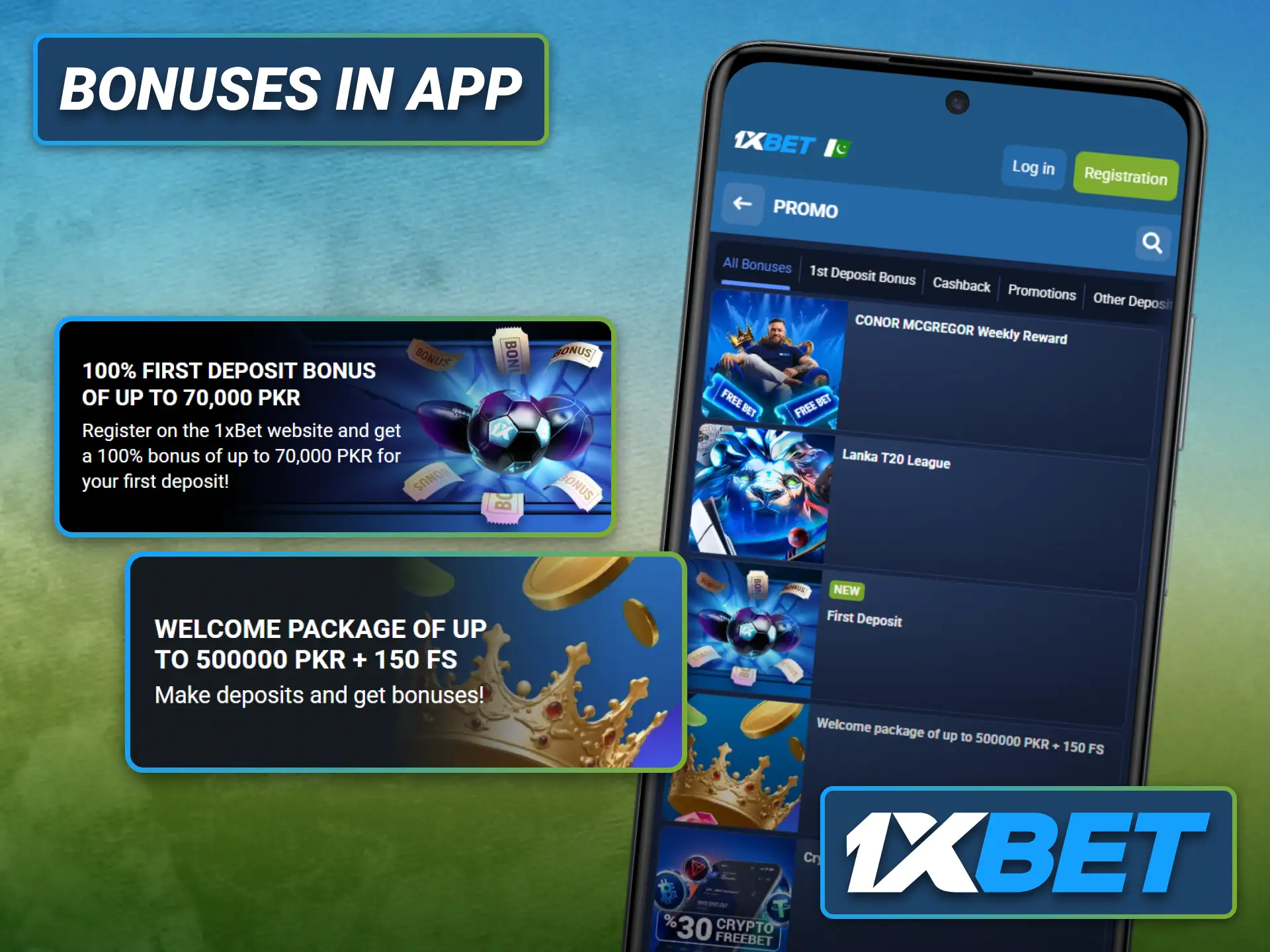 Claim mobile offers through the 1xbet Android app after joining.