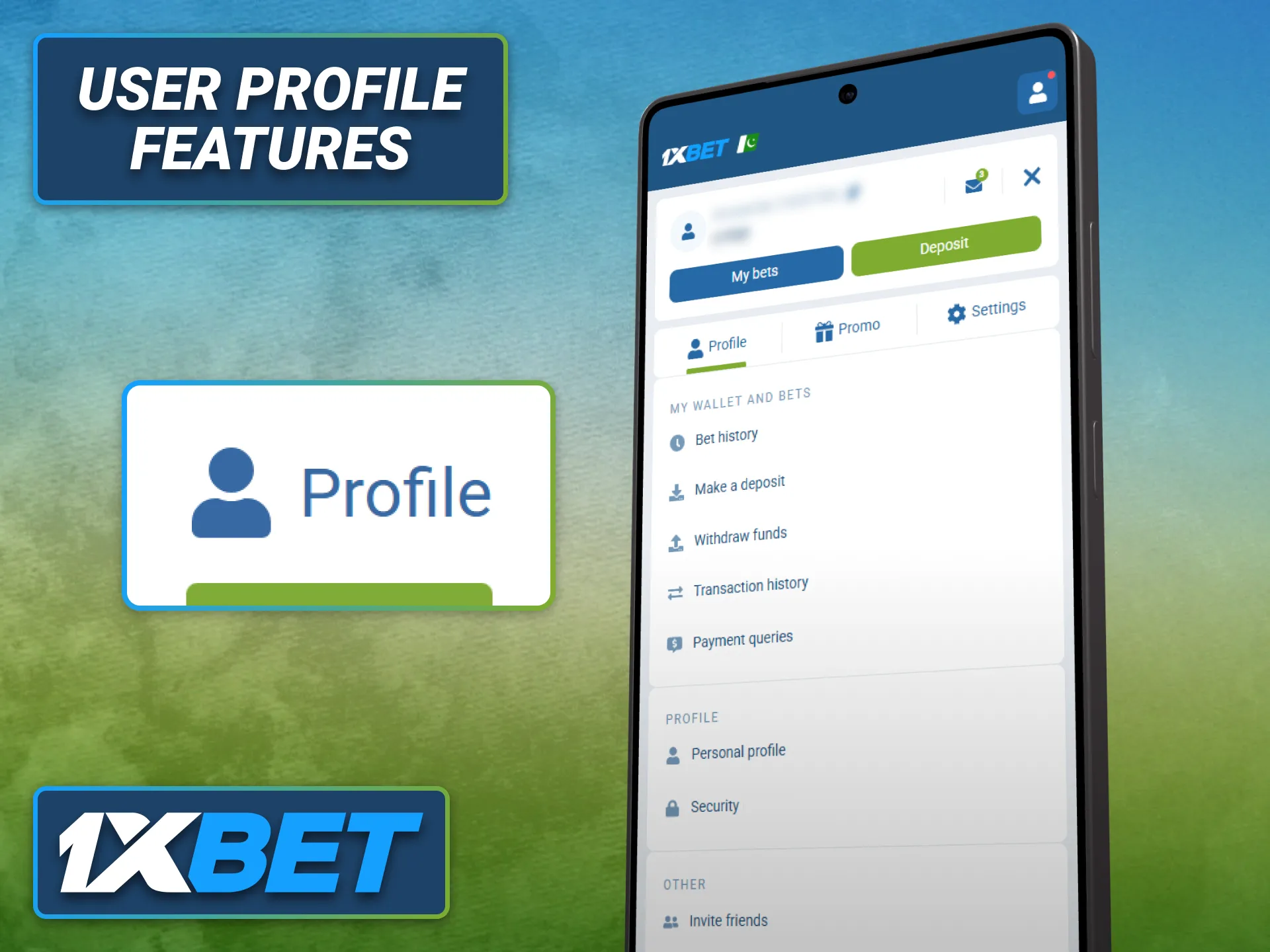 Manage your account with the 1xbet Android app profile features.