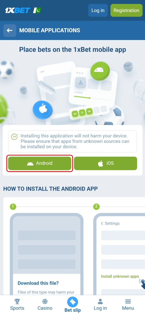 Download the 1xbet APK securely and prepare the application for installation.