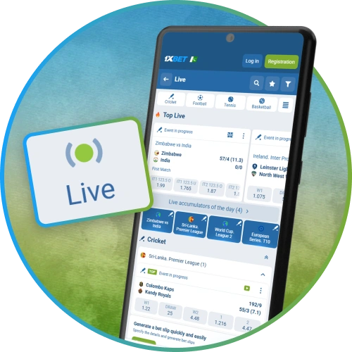 Watch live events through the 1xbet mobile app while placing betting selections.