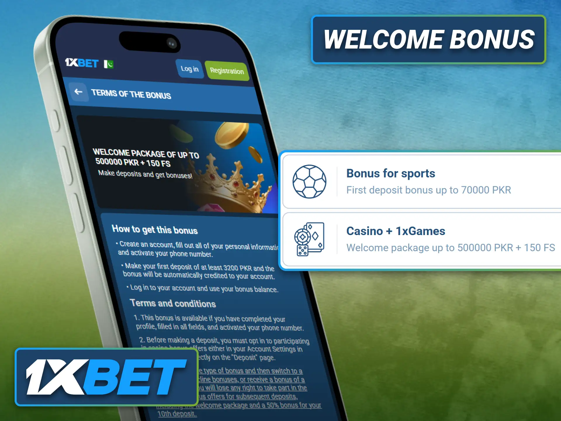 Claim the welcome offer through the 1xbet app after joining in Pakistan.