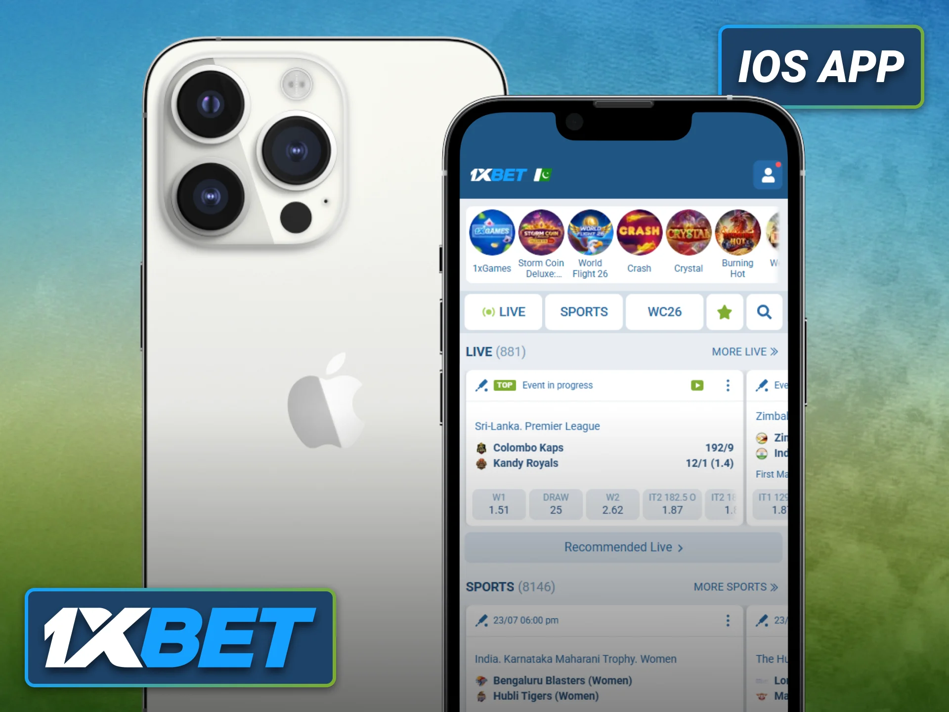 Enjoy sportsbook and casino action through the 1xbet iOS app in Pakistan.
