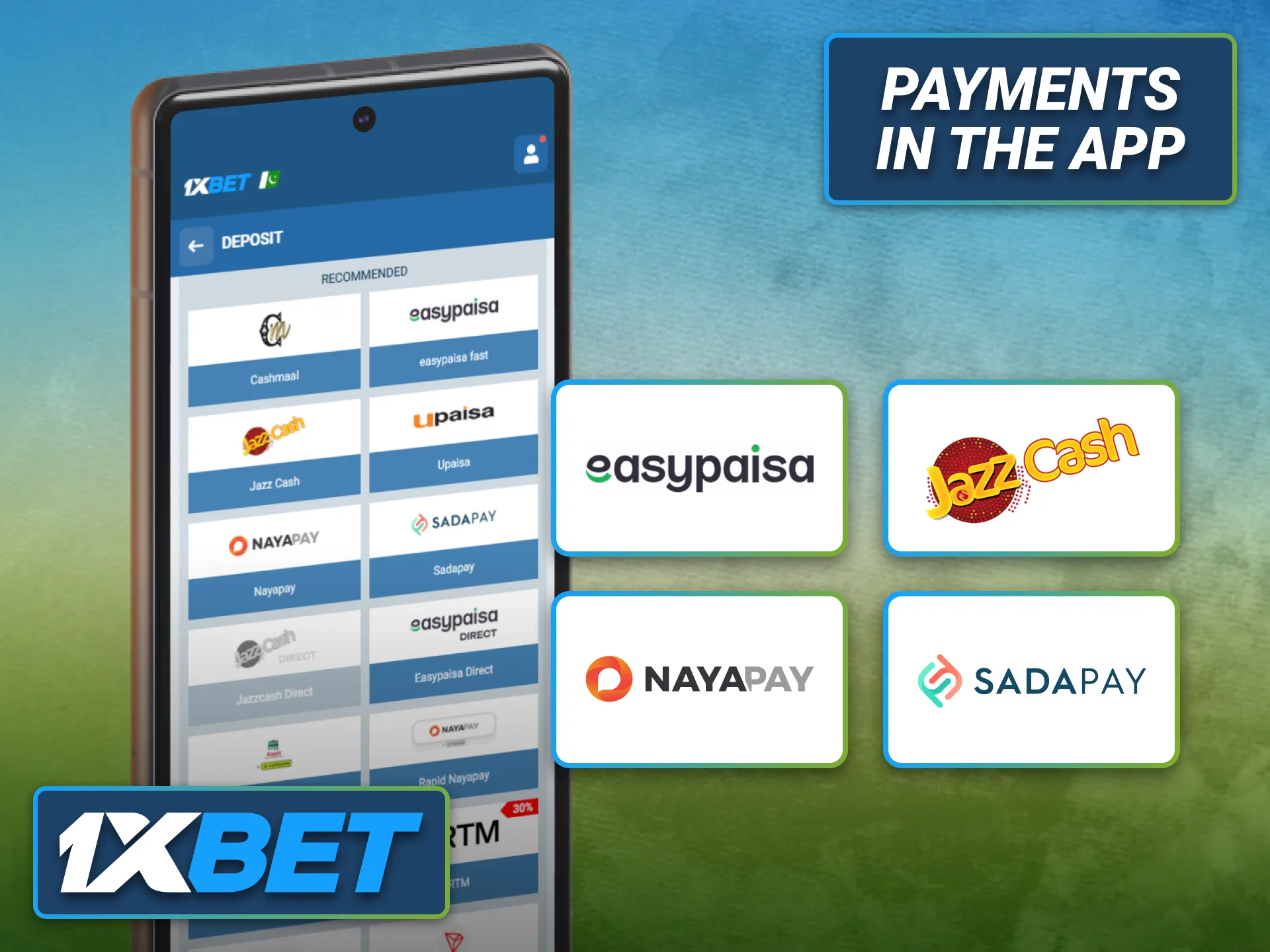 Use secure payment options within the 1xbet mobile application in Pakistan.