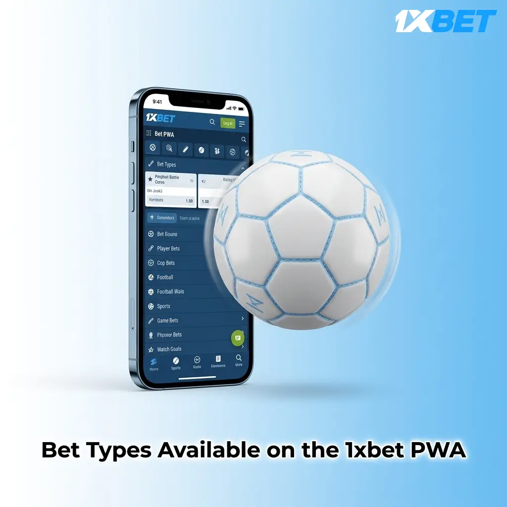 1xbet PWA bet types including single, accumulator, system, chain, and live in-play bets for Pakistani players