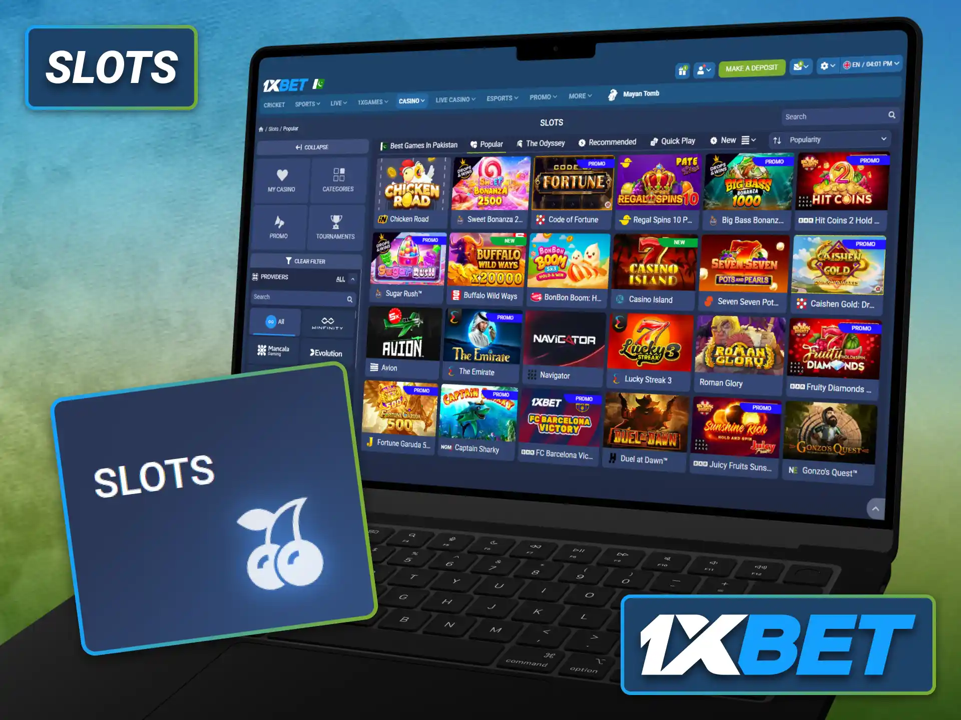 Spin popular slot titles in the 1xbet casino anytime.