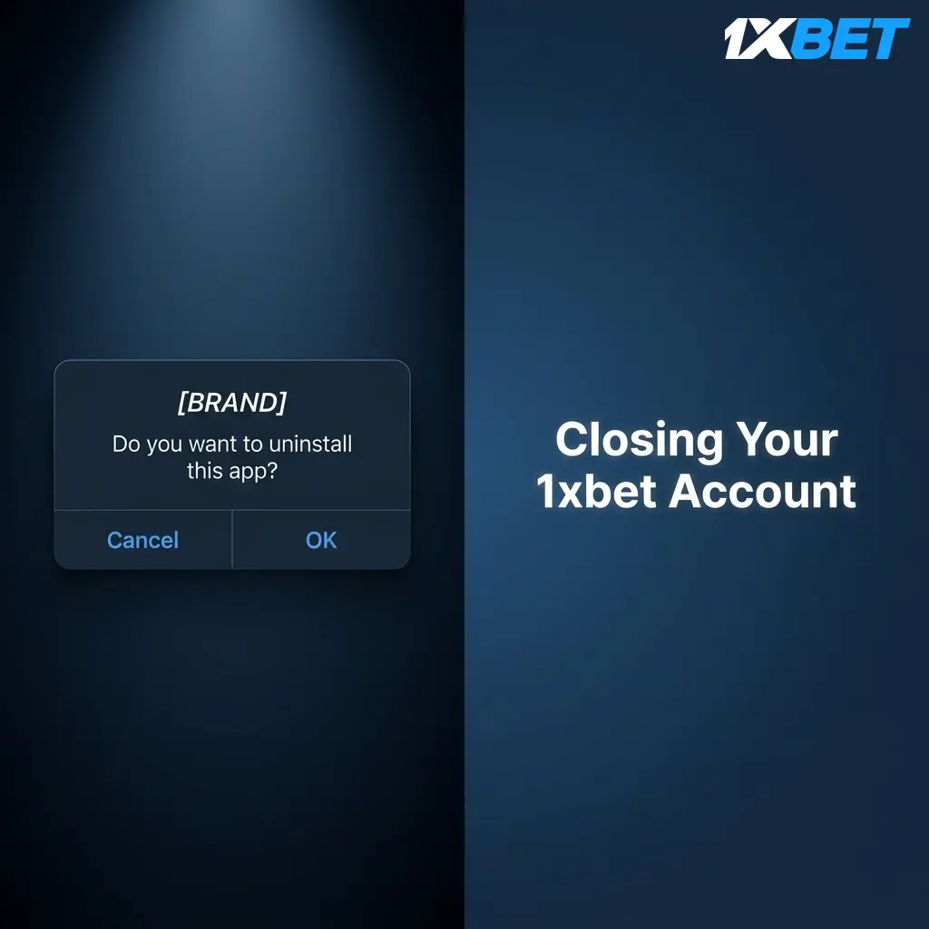 1xbet account closure process showing steps to delete or self-exclude from the betting platform via settings and support