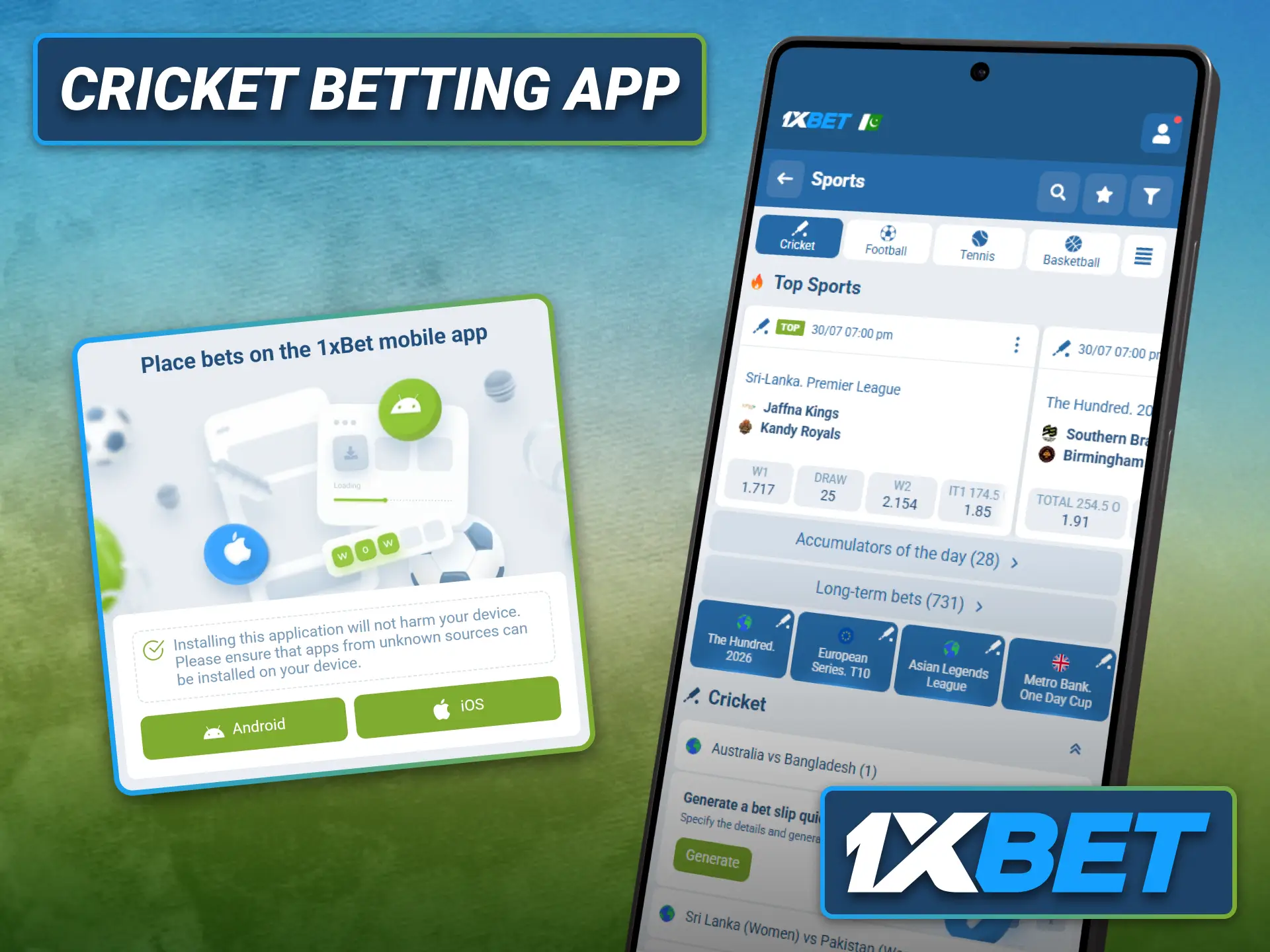 Enjoy mobile cricket betting with the 1xbet app from anywhere.