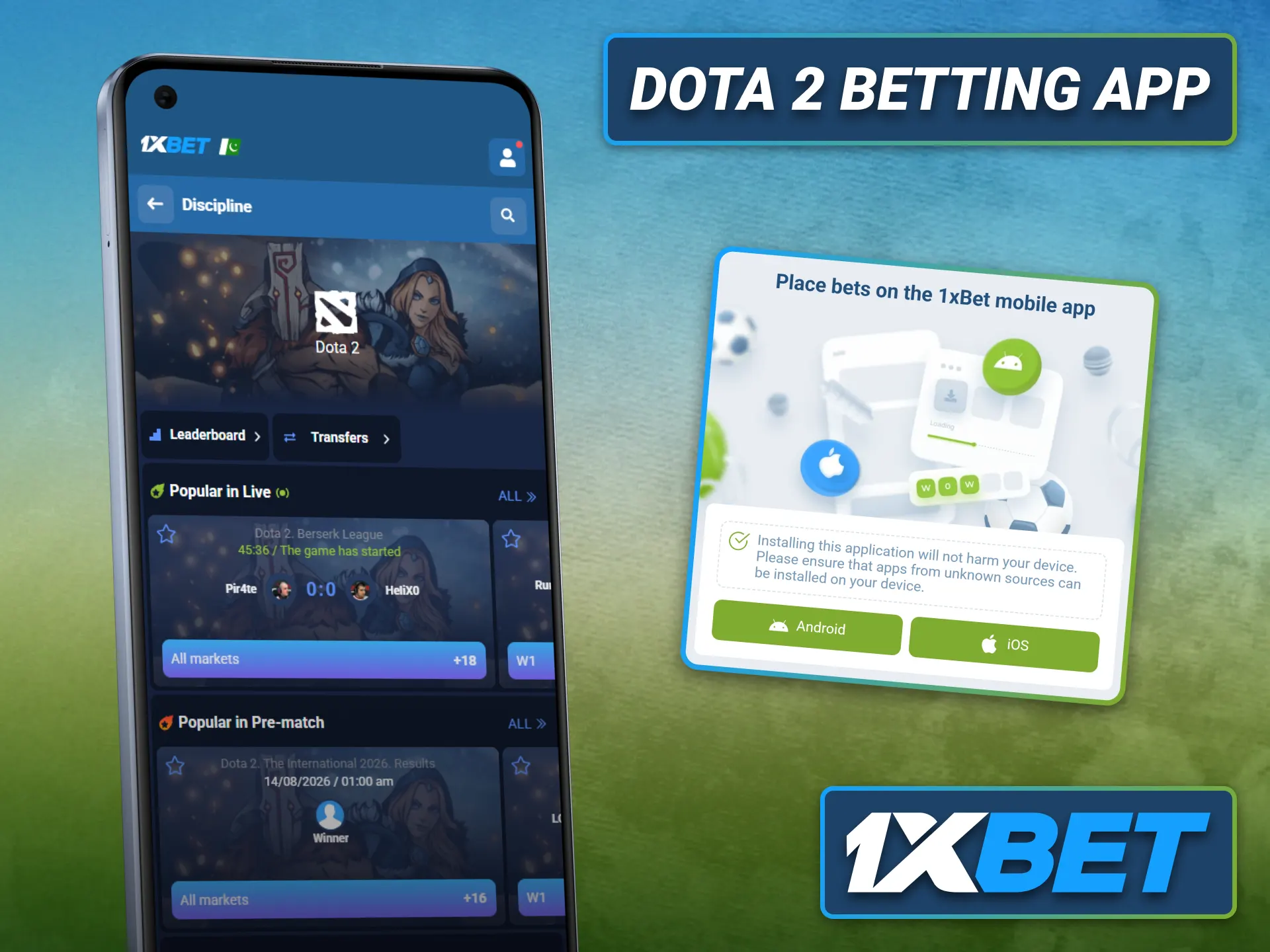 Enjoy Dota 2 betting through the 1xbet mobile app from anywhere.
