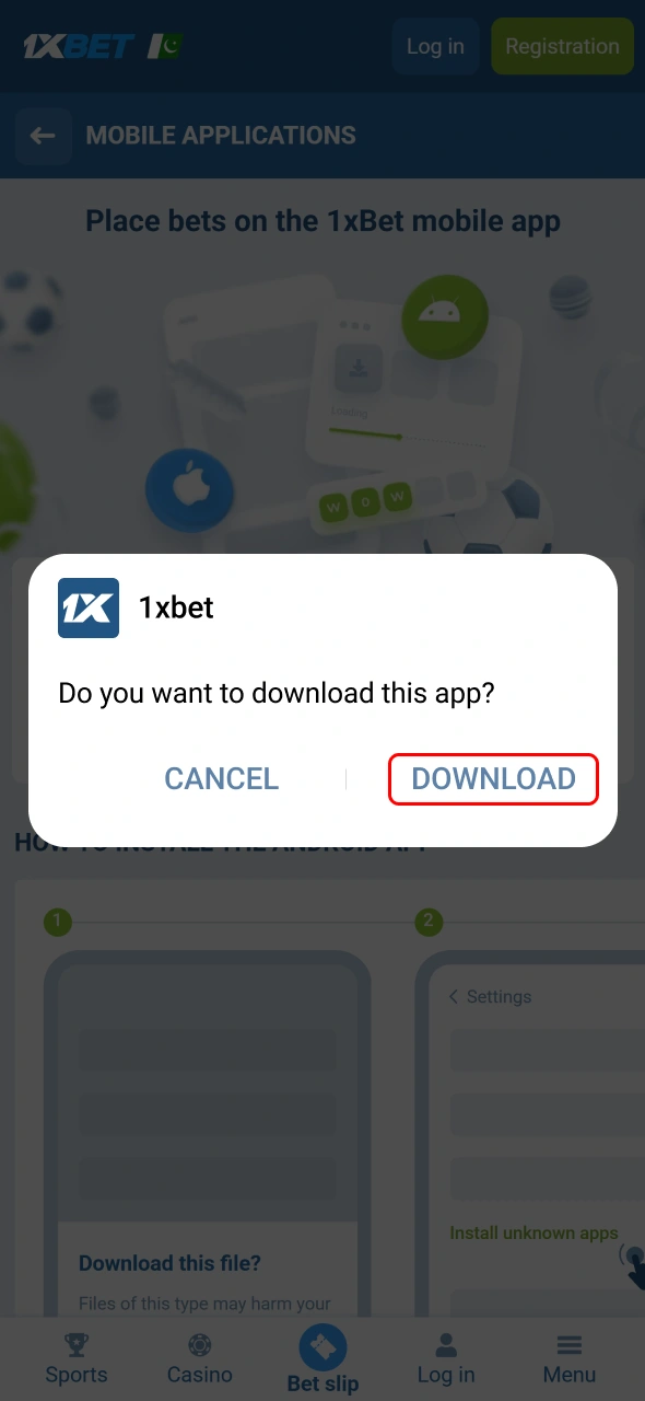 Download the 1xbet APK application to access Formula 1 betting on Android.