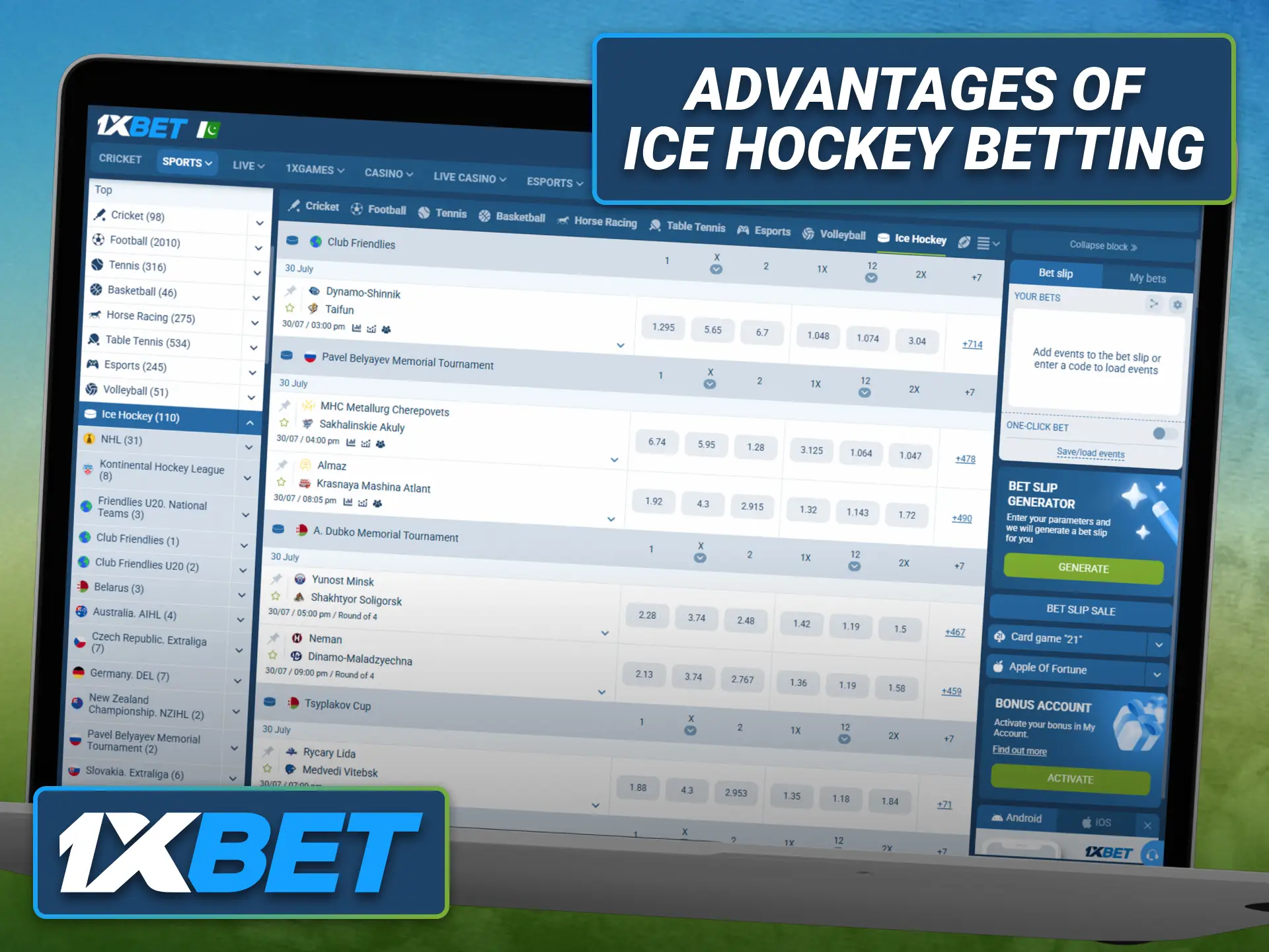 Discover the advantages of ice hockey betting with the 1xbet sportsbook.