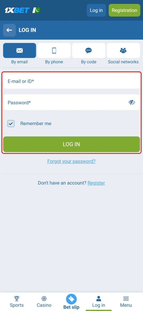 Confirm your identity and access your 1xbet account securely.