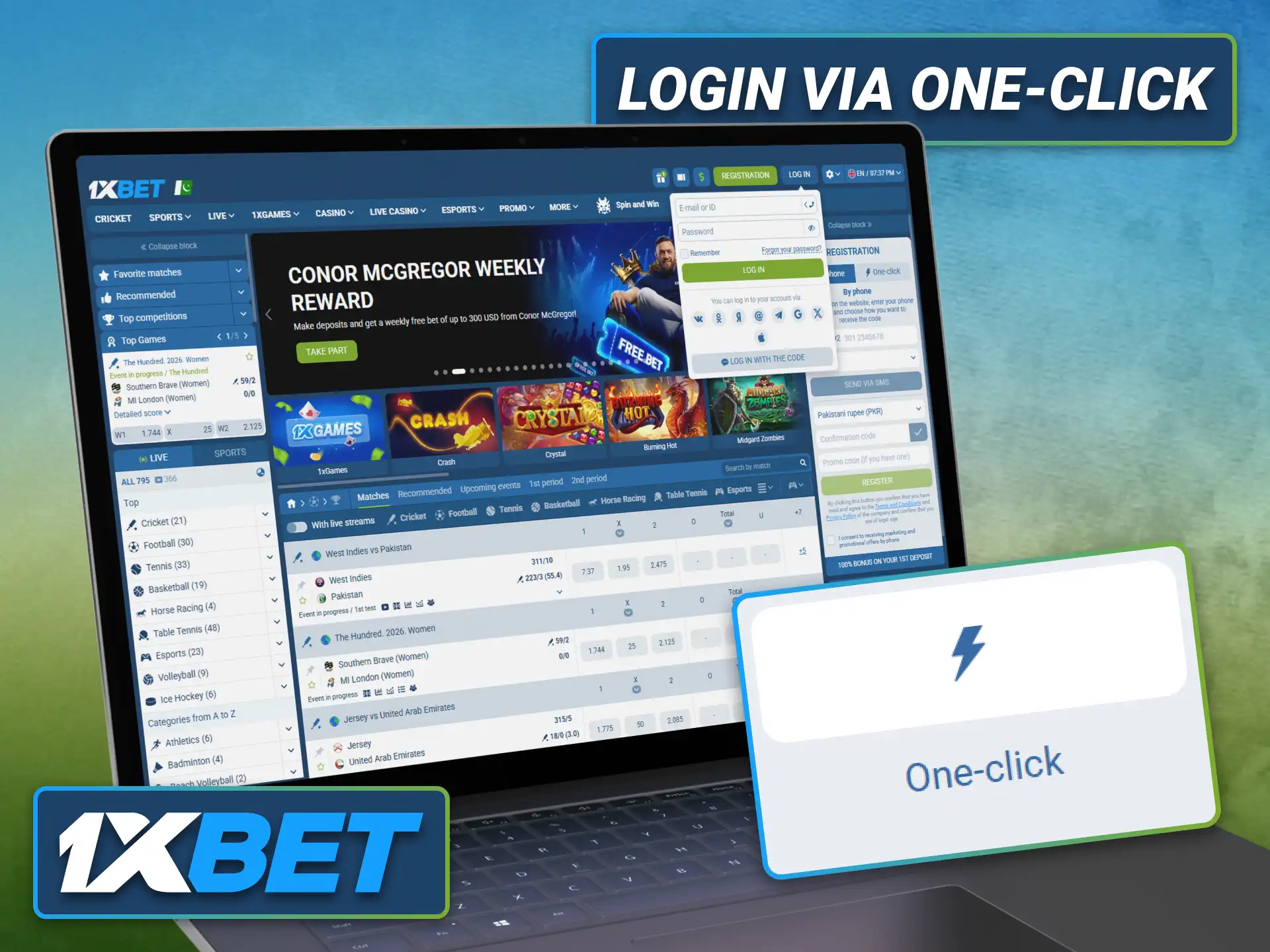 Access your 1xbet account instantly with the one-click login option.