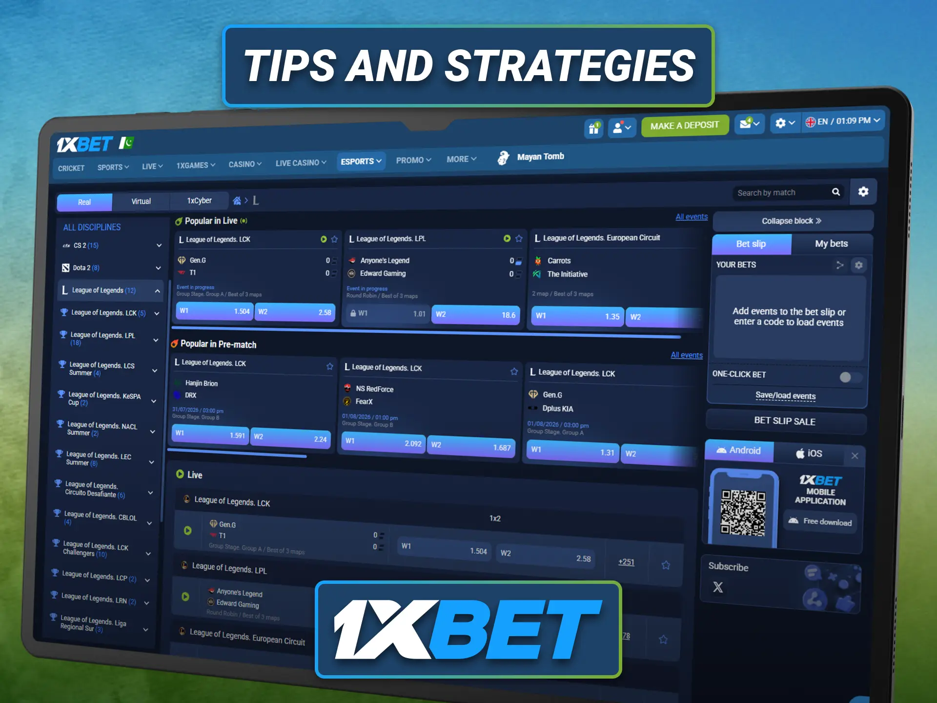Learn effective League of Legends betting strategies with the 1xbet sportsbook.