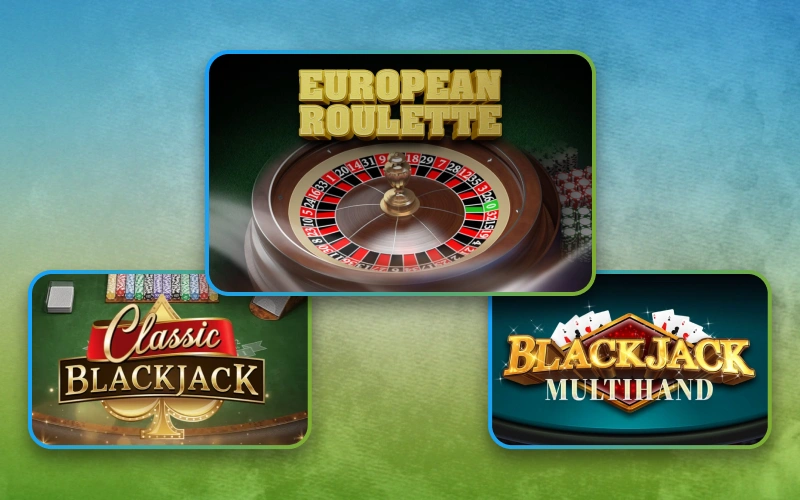 Play classic table games at the 1xbet online casino.