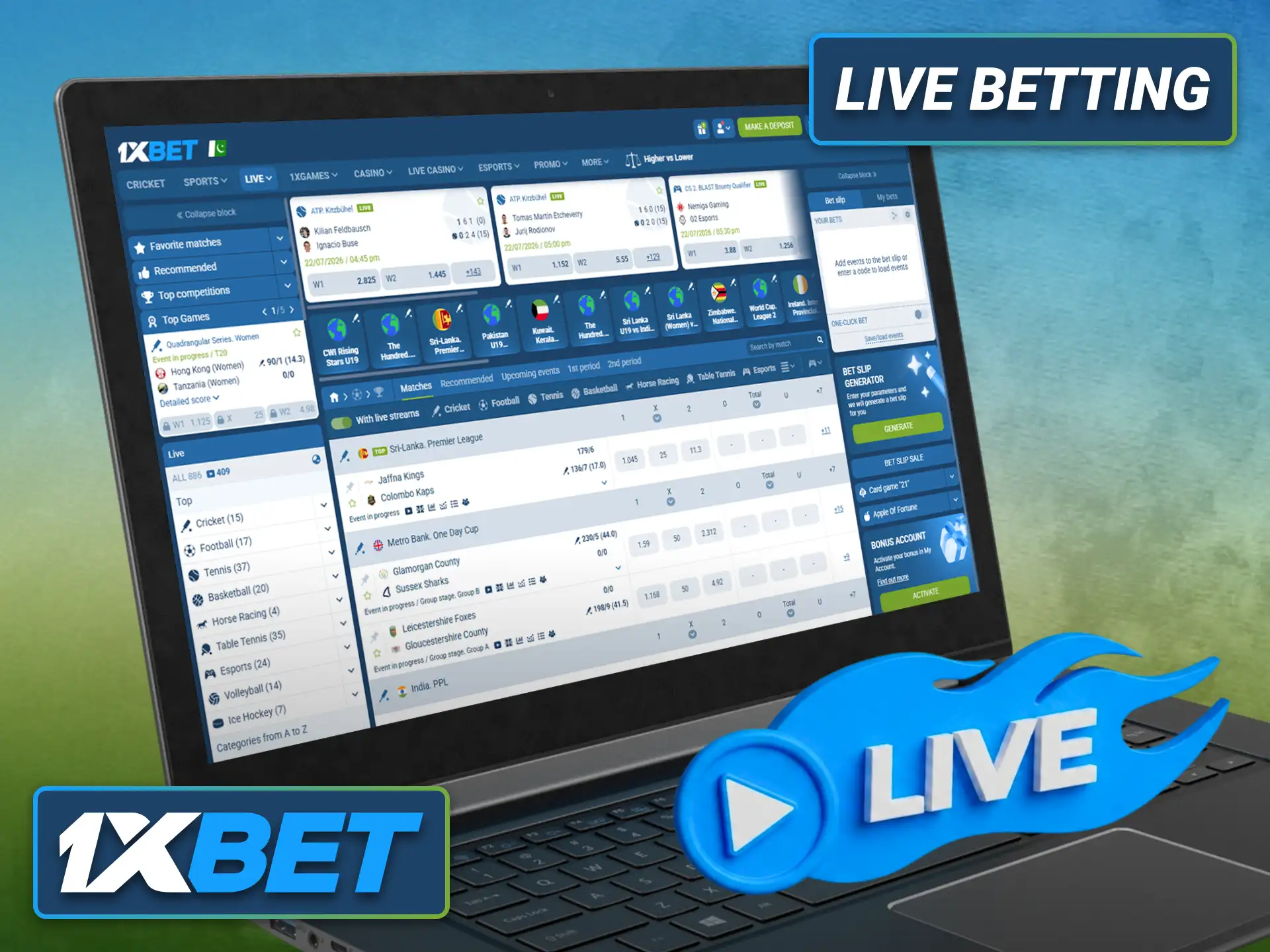 Enjoy live betting action with updated odds on 1xbet.