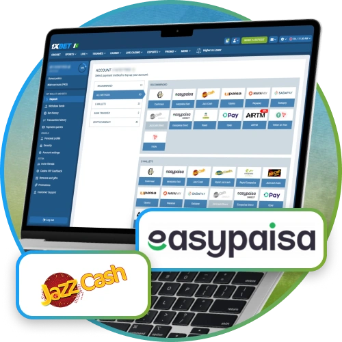 Use Easypaisa and JazzCash for convenient payments on 1xbet.
