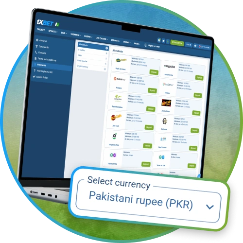 Manage PKR deposits and withdrawals quickly through your 1xbet account.