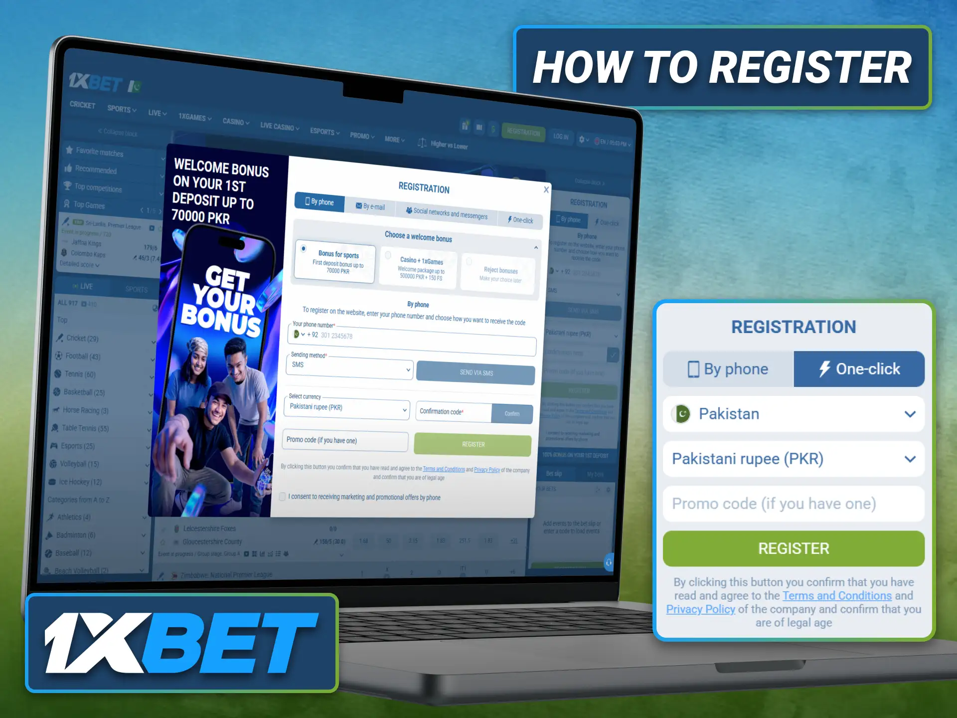 Register on 1xbet and create your account in a few simple steps.