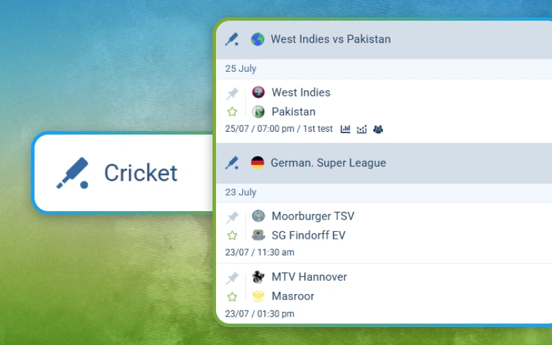 Bet on cricket through the 1xbet sportsbook in Pakistan.