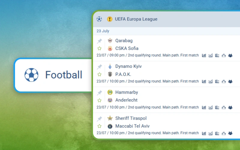 Place football bets using the 1xbet sportsbook.