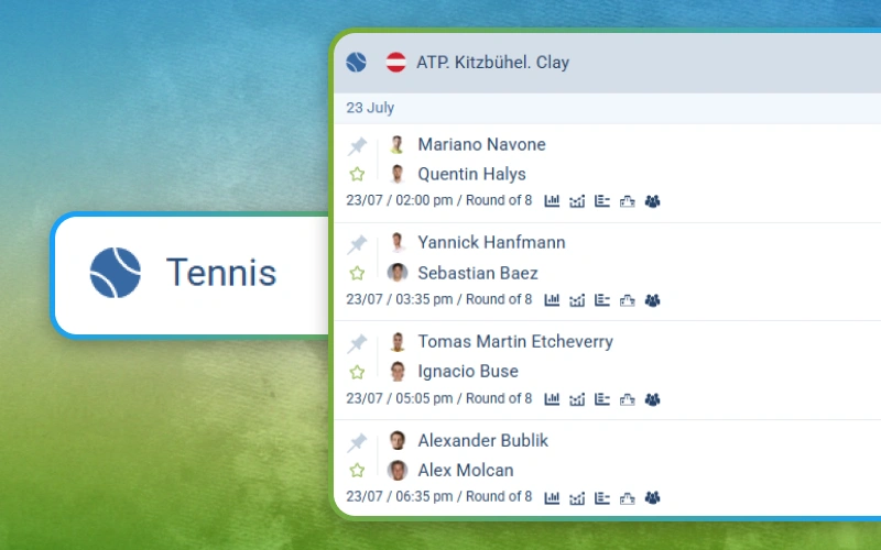 Enjoy tennis betting markets with the 1xbet platform.