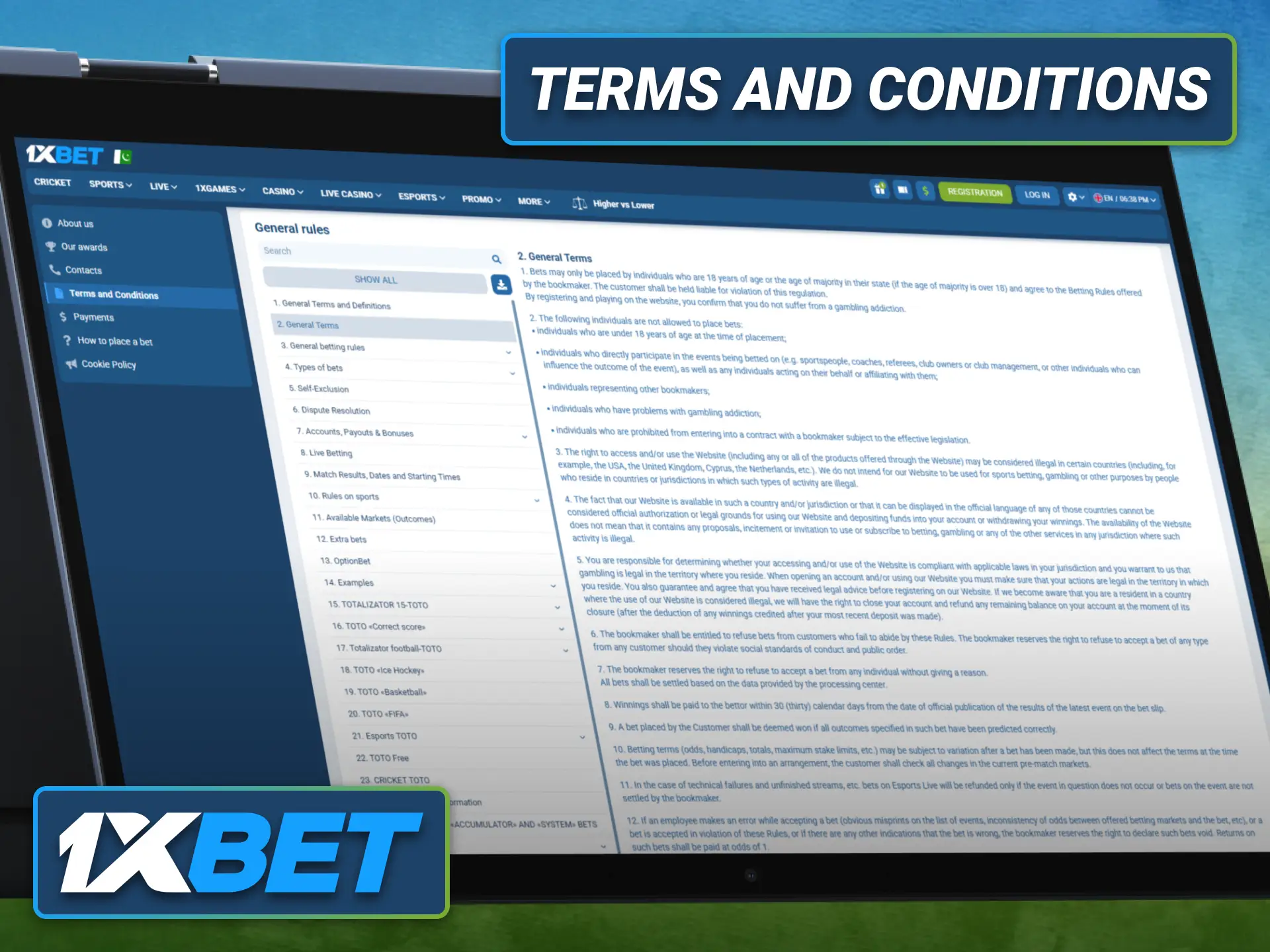 Review the 1xbet terms and conditions for Pakistani players.