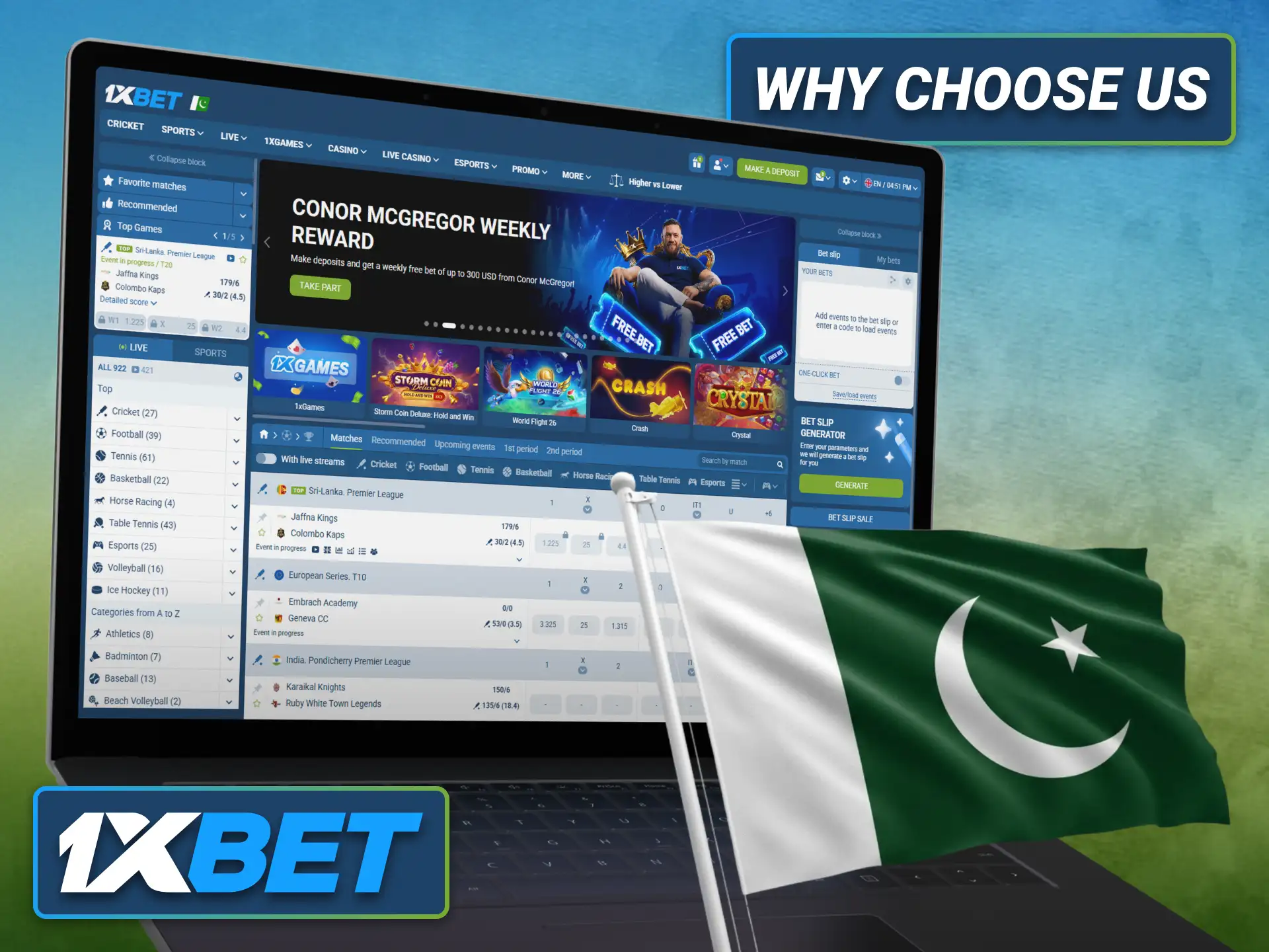 Choose 1xbet for reliable betting and casino entertainment in Pakistan.