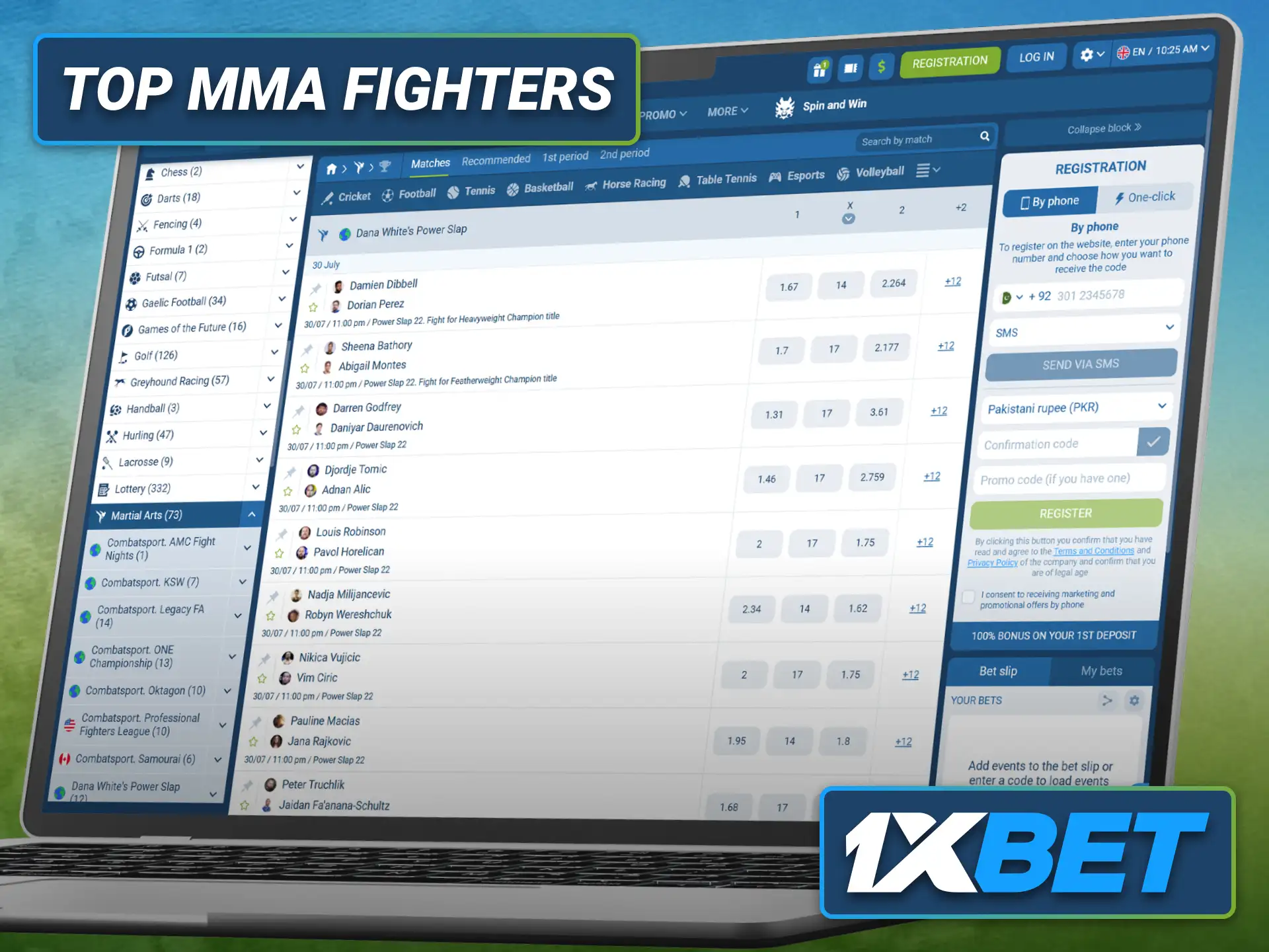 Explore top MMA fighters available for betting through the 1xbet sportsbook.
