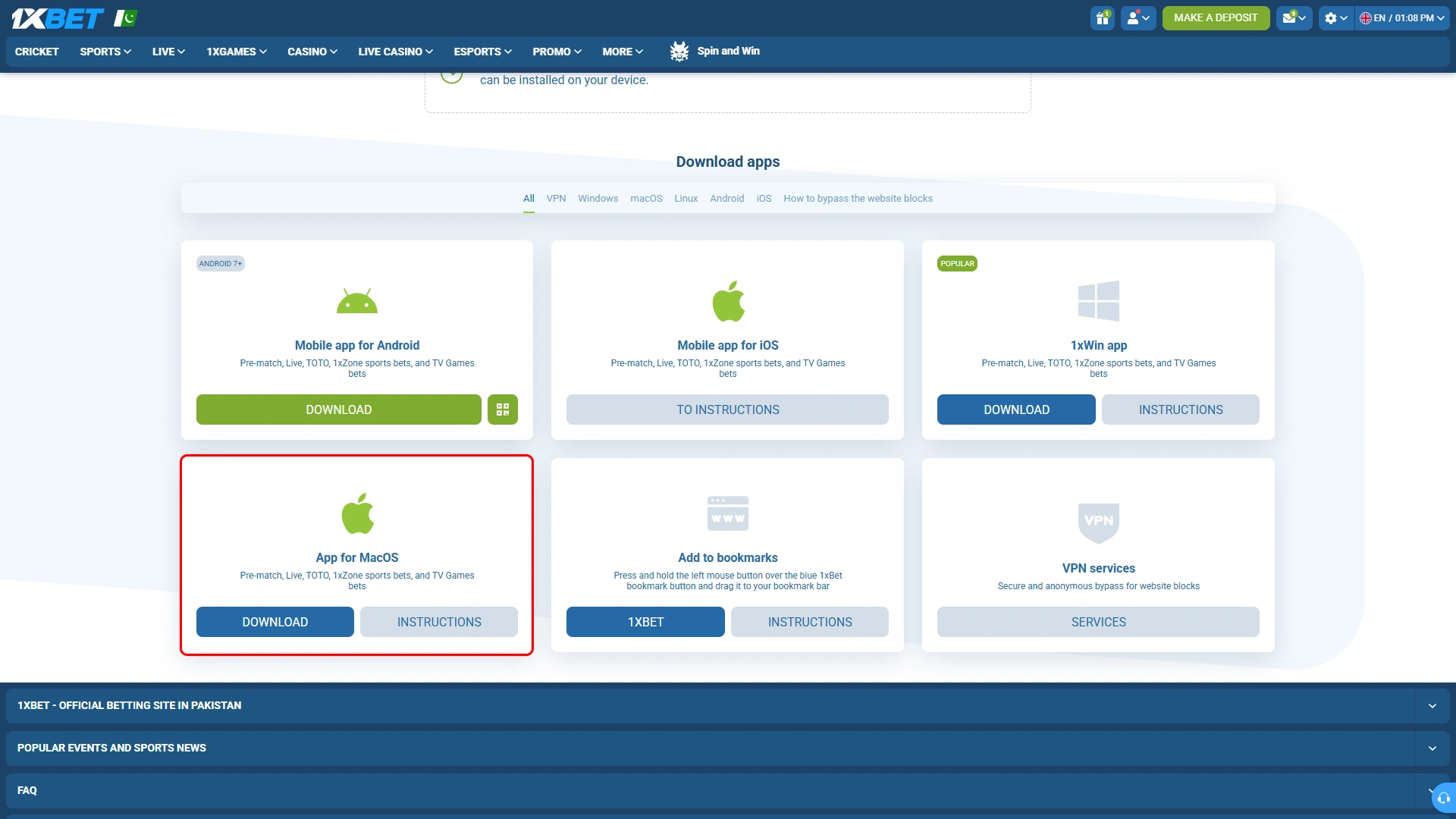 Access the official 1xbet download link for the Mac application safely.