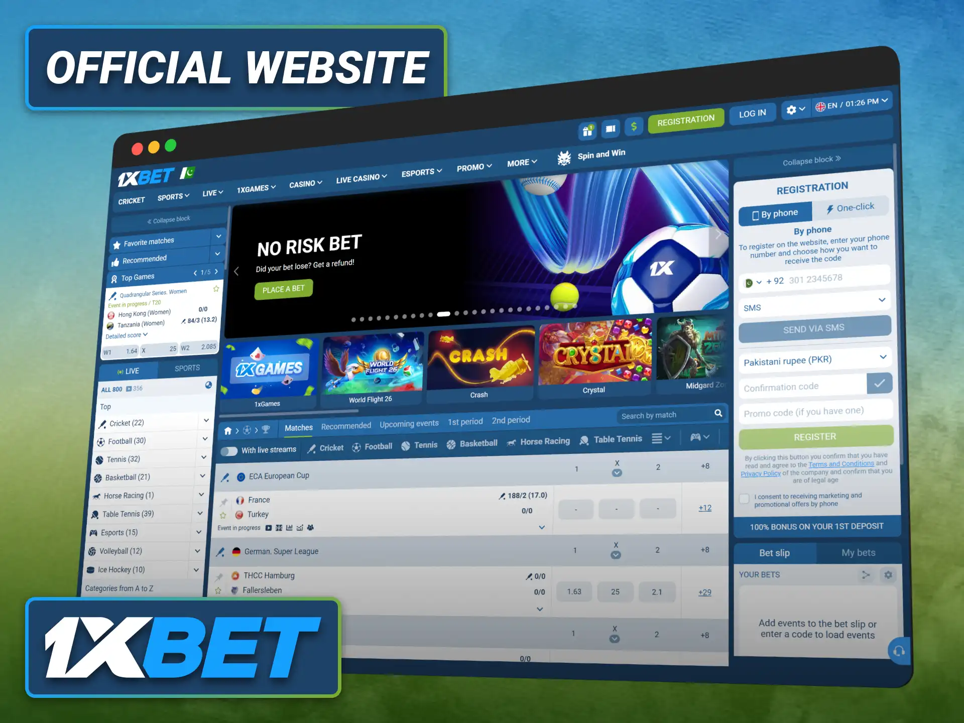 Access the official 1xbet website directly for betting in Pakistan.
