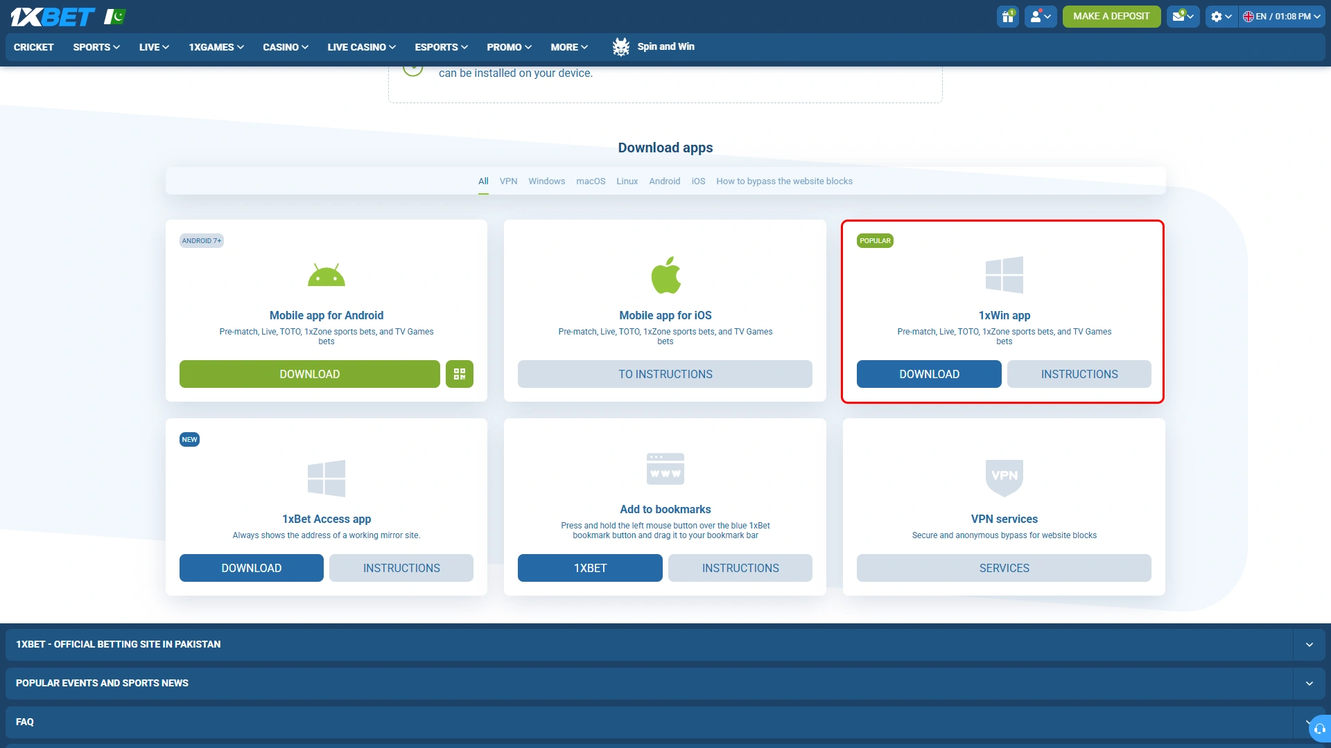 Find the 1xbet PC app download button and begin the installation process.