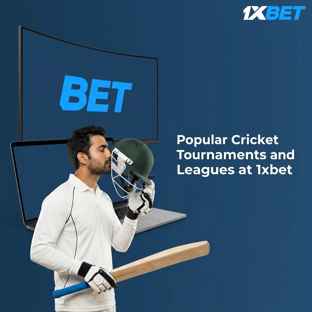 1xbet cricket betting markets covering ICC World Cup, T20, PSL, IPL, The Ashes, and WTC tournaments in 2026