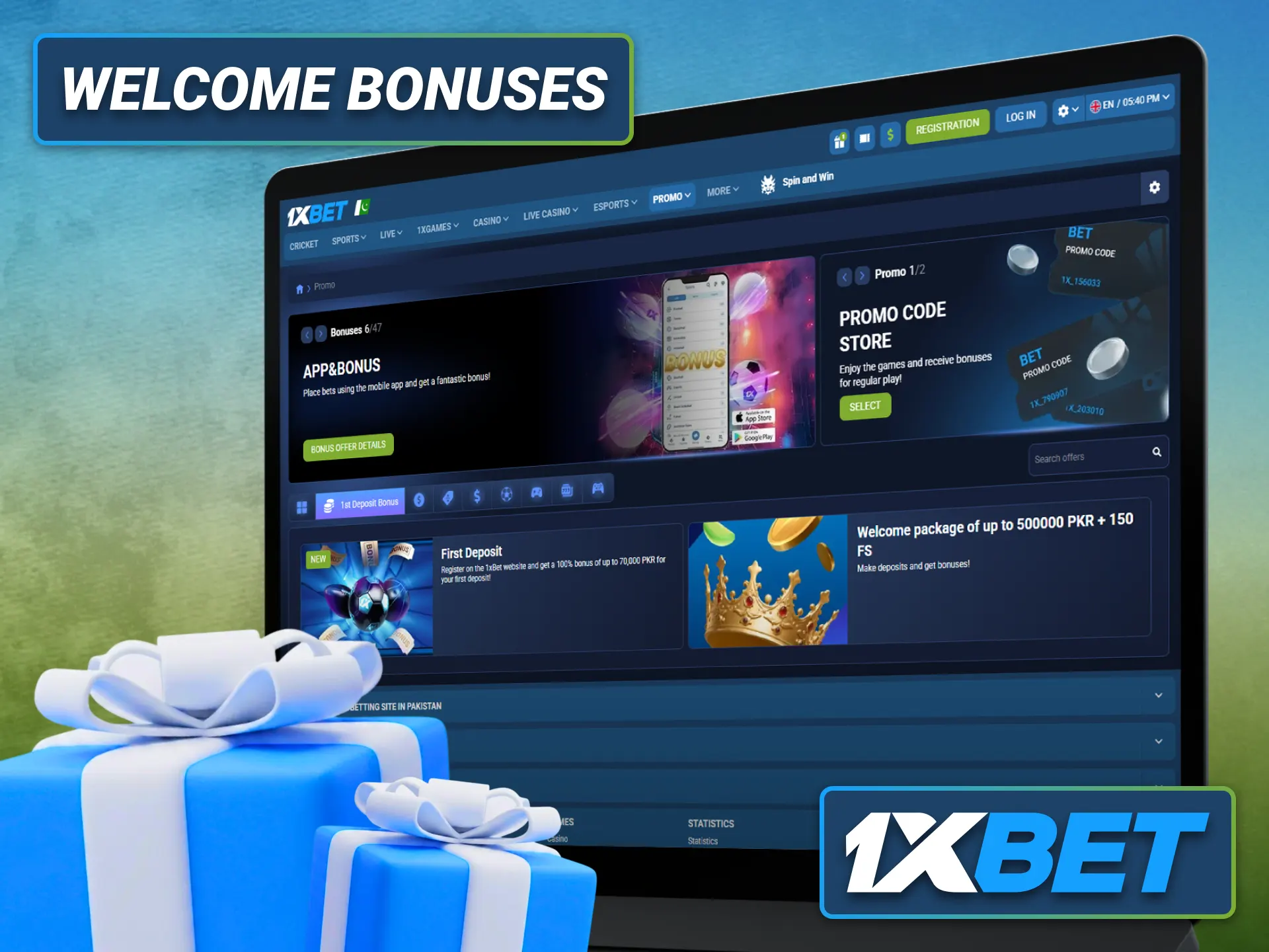 Claim the 1xbet welcome offer after joining from Pakistan.