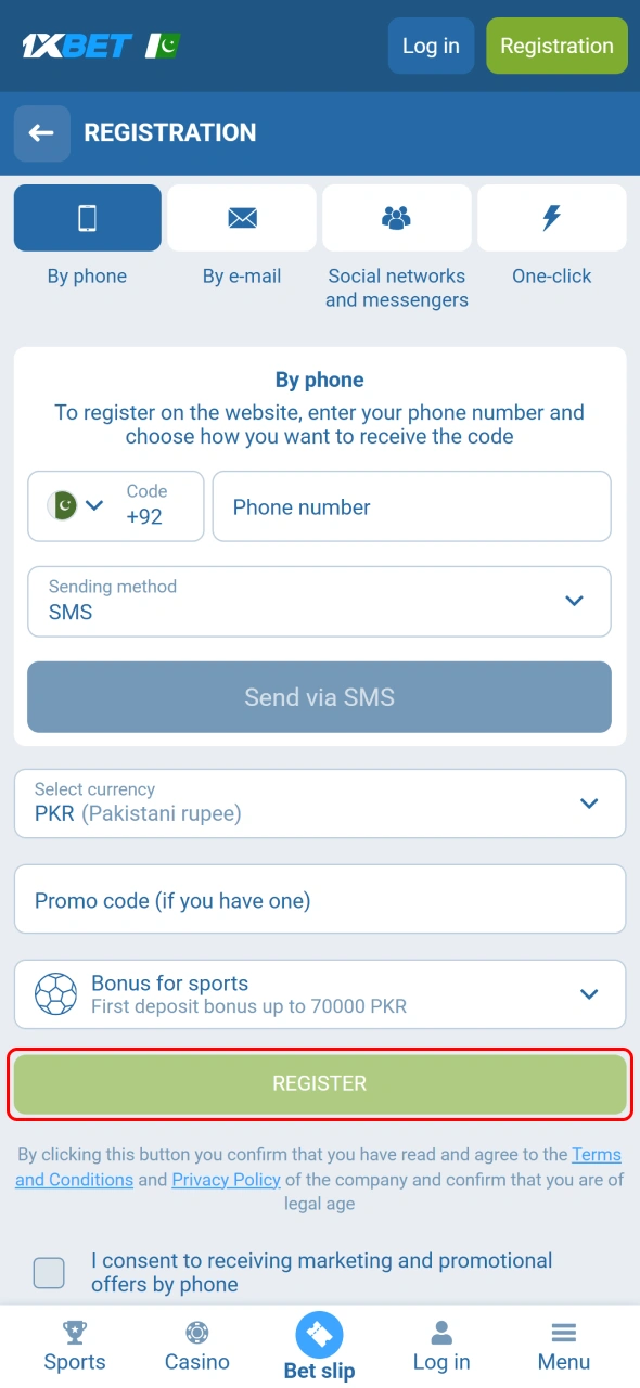 Complete your 1xbet registration and access your betting account securely.