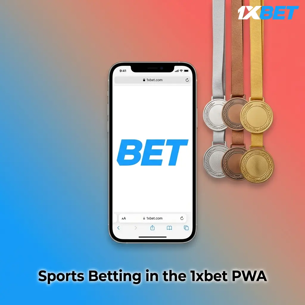 1xbet PWA sports betting interface showing cricket, football, kabaddi and 40+ disciplines with live and pre-match markets