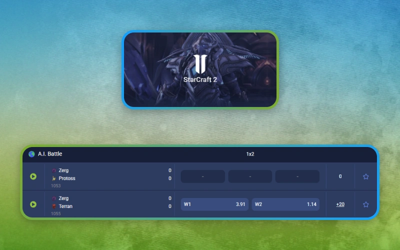 Bet on StarCraft tournaments through the 1xbet esports betting platform.