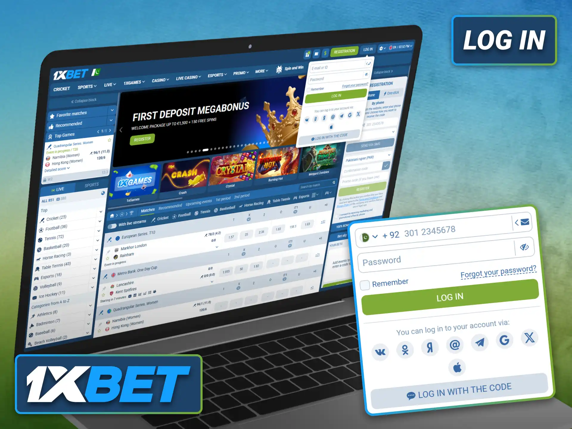 Log in to your 1xbet account and access the sportsbook securely.