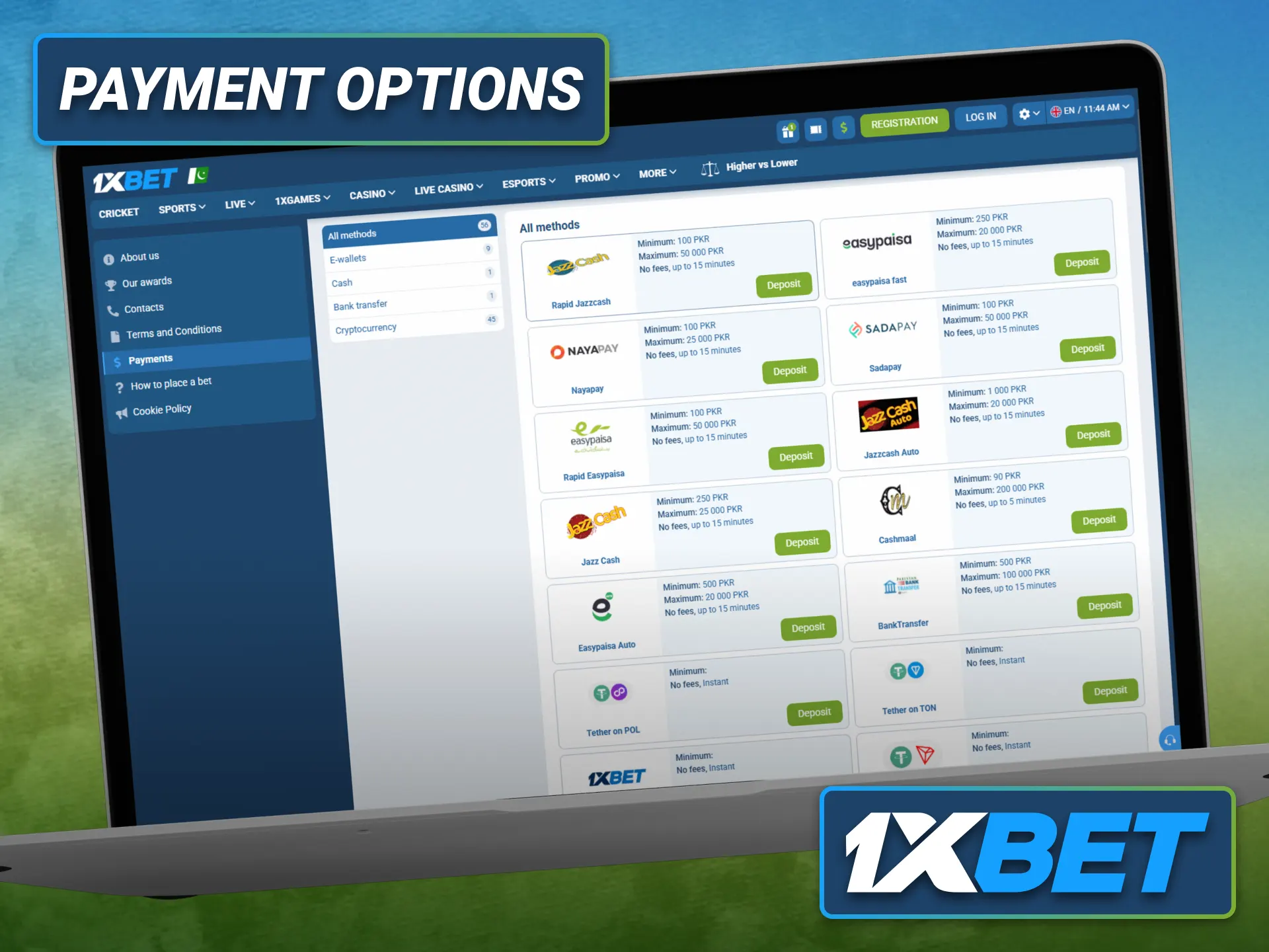 Use secure 1xbet payment methods for sportsbook deposits and withdrawals.