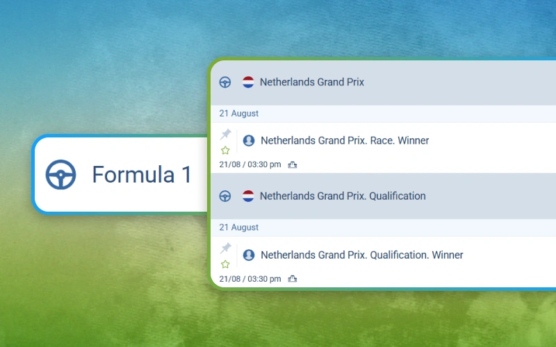 Bet on Formula 1 races through the 1xbet sportsbook with ease.