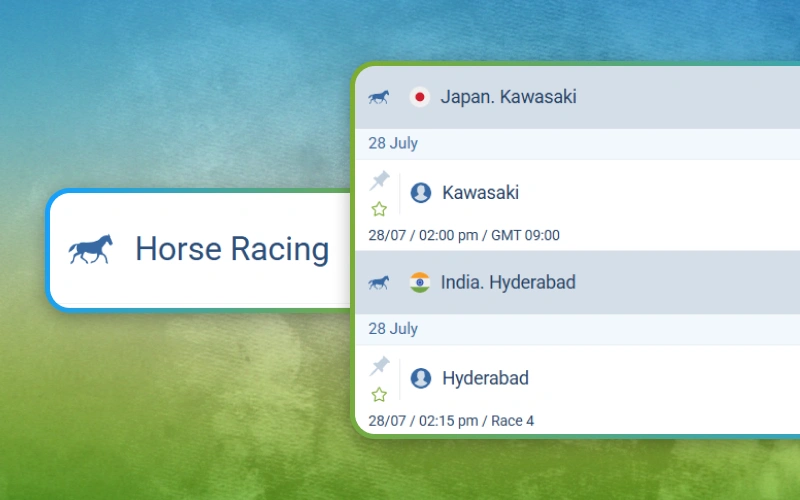 Bet on horse racing through the 1xbet sportsbook with multiple racing markets.