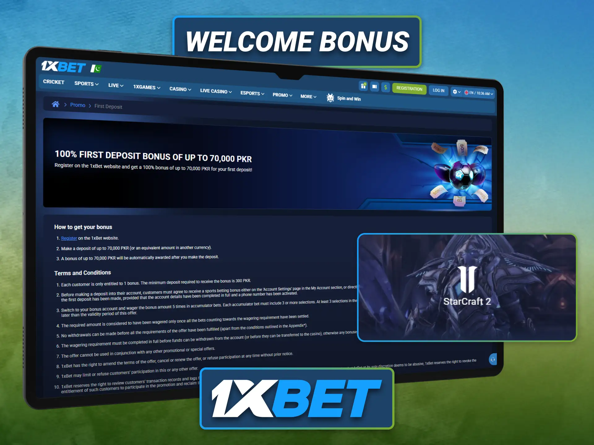 Claim the 1xbet welcome offer before placing your first StarCraft 2 bets.