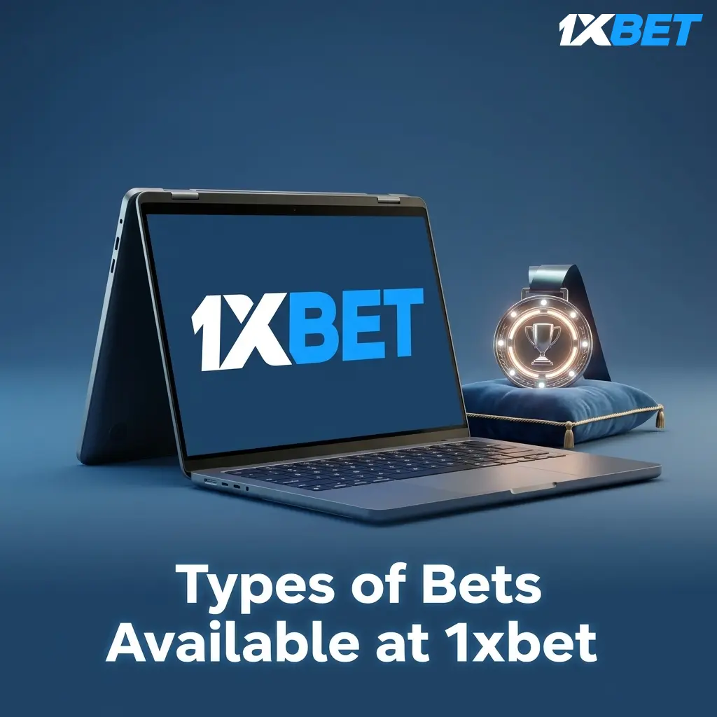 Diagram showing Single, Express Accumulator, and System bet types available at 1xbet for sports wagering in Pakistan