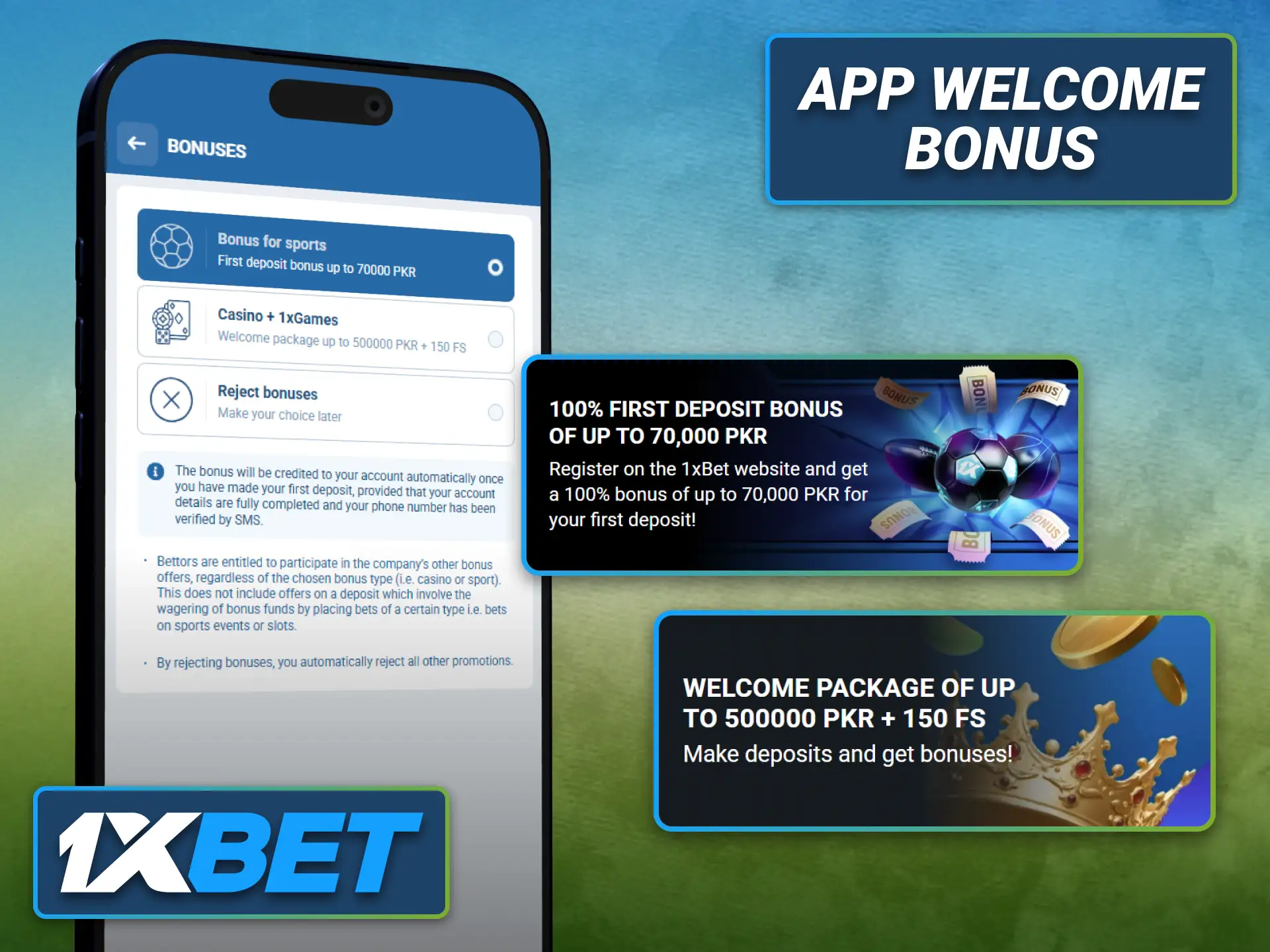 Claim the 1xbet welcome offer through the mobile app in Pakistan.