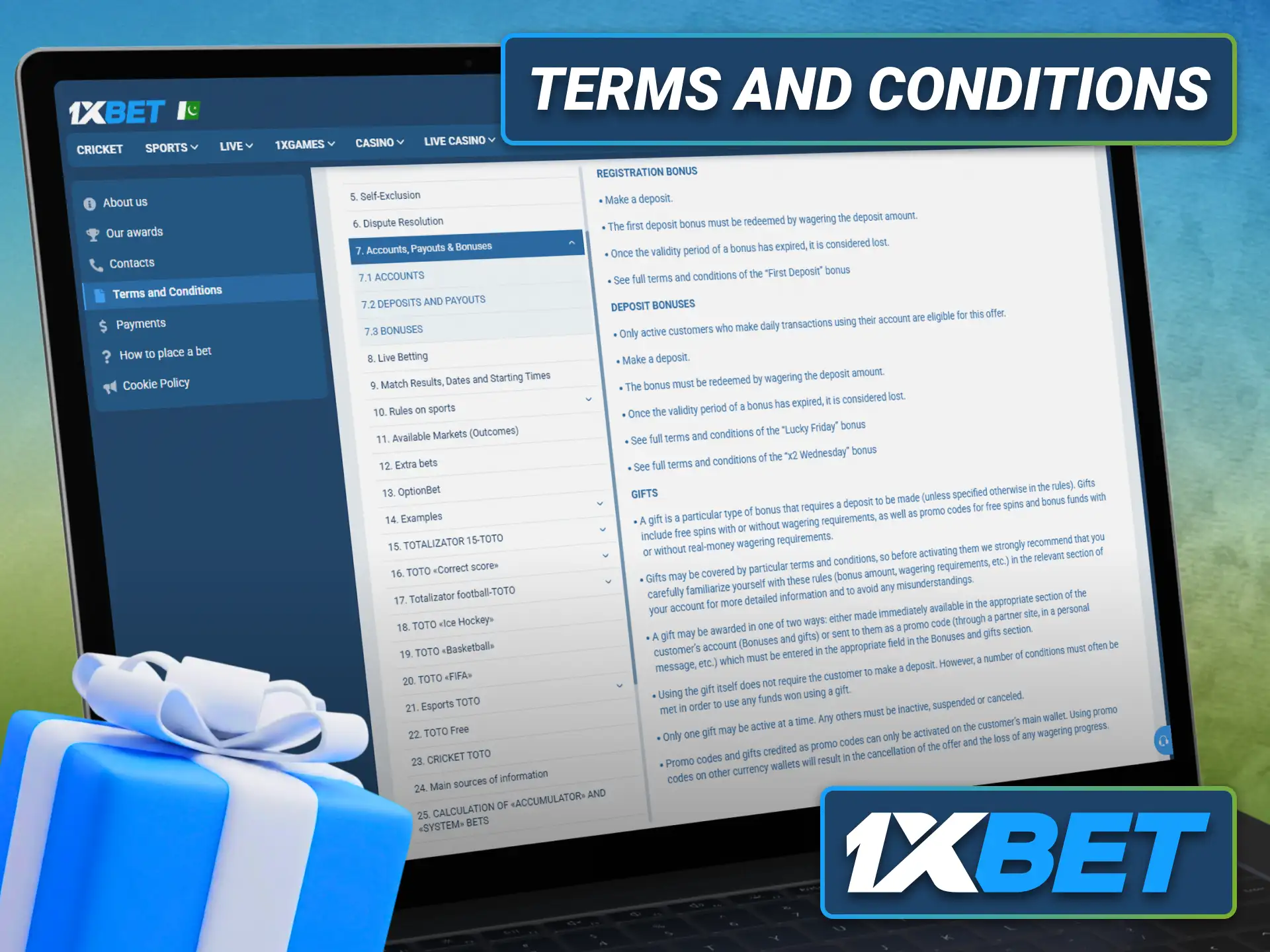 Read the 1xbet welcome offer terms and conditions before claiming rewards.